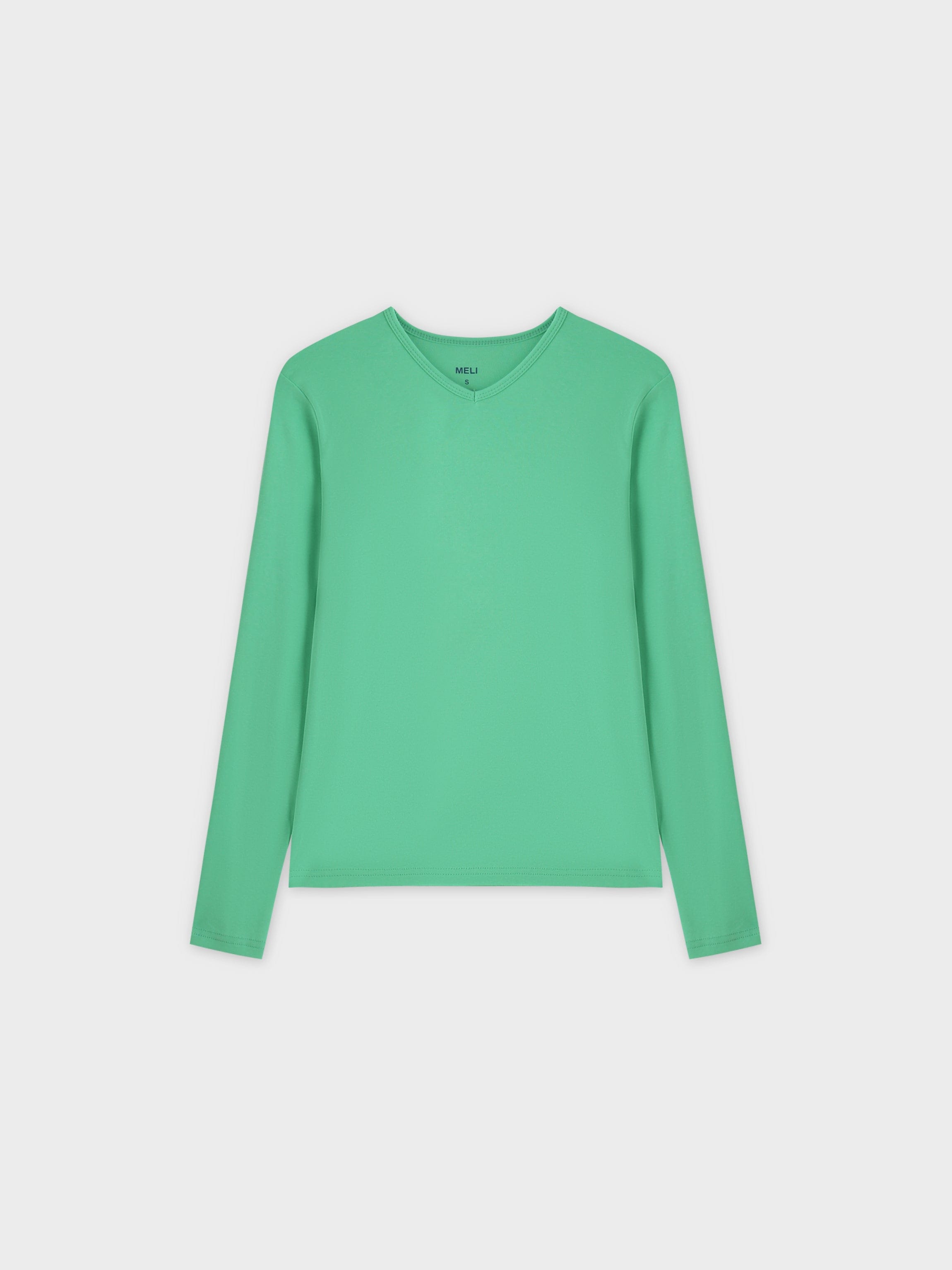 Basic High V Tee LS-Neon Green