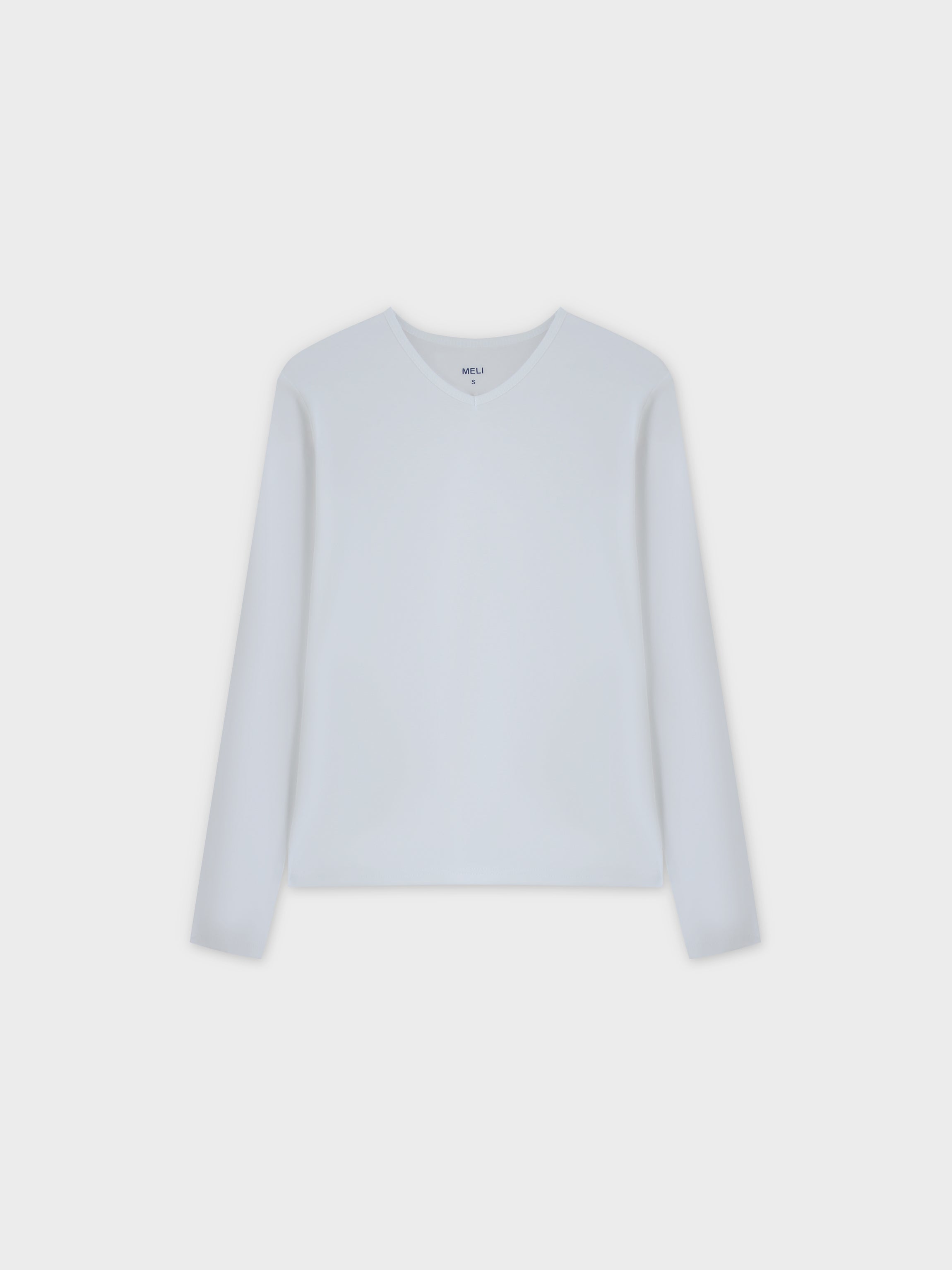 Basic High V Tee Long Sleeve-White