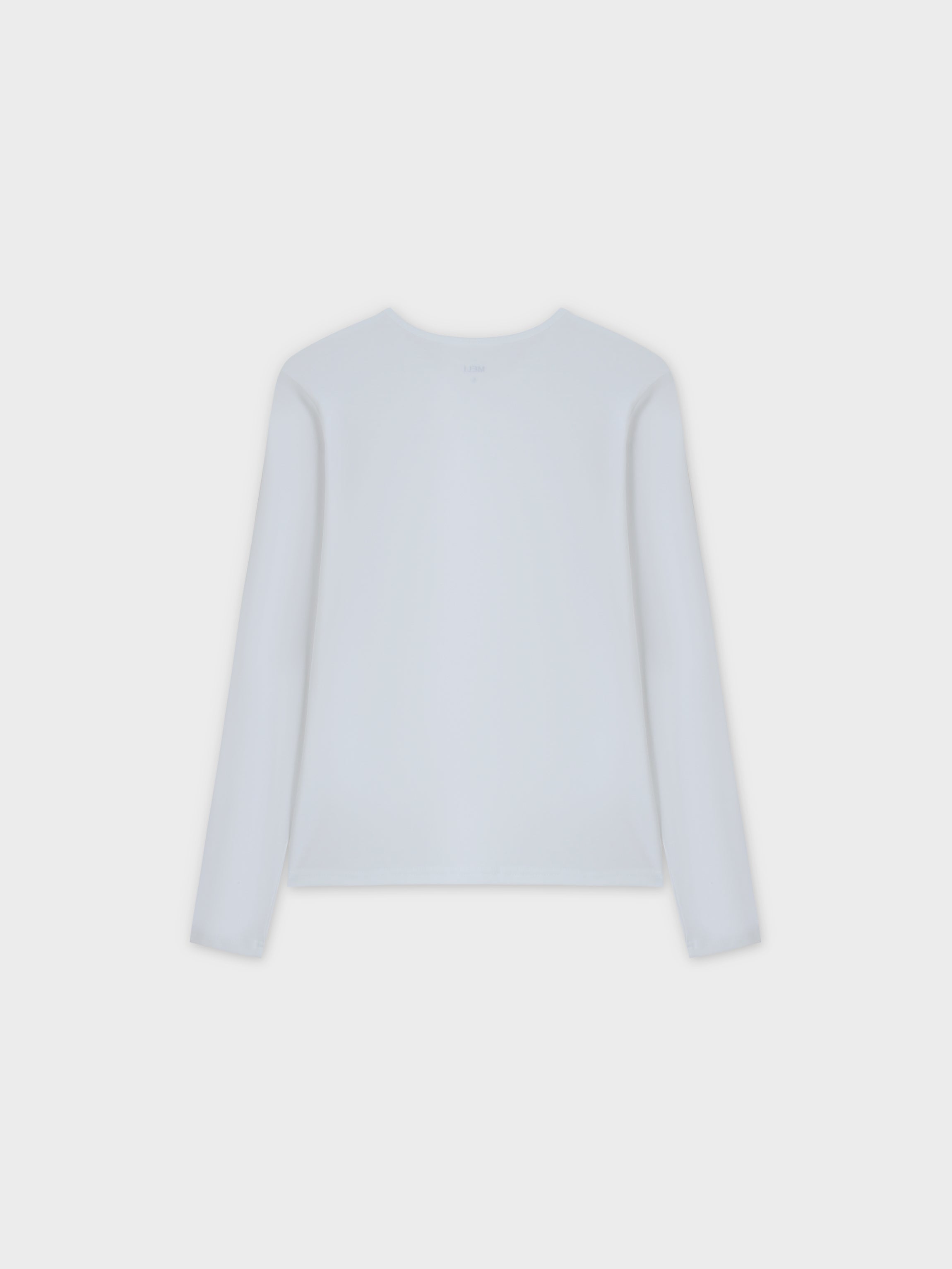 Basic High V Tee Long Sleeve-White