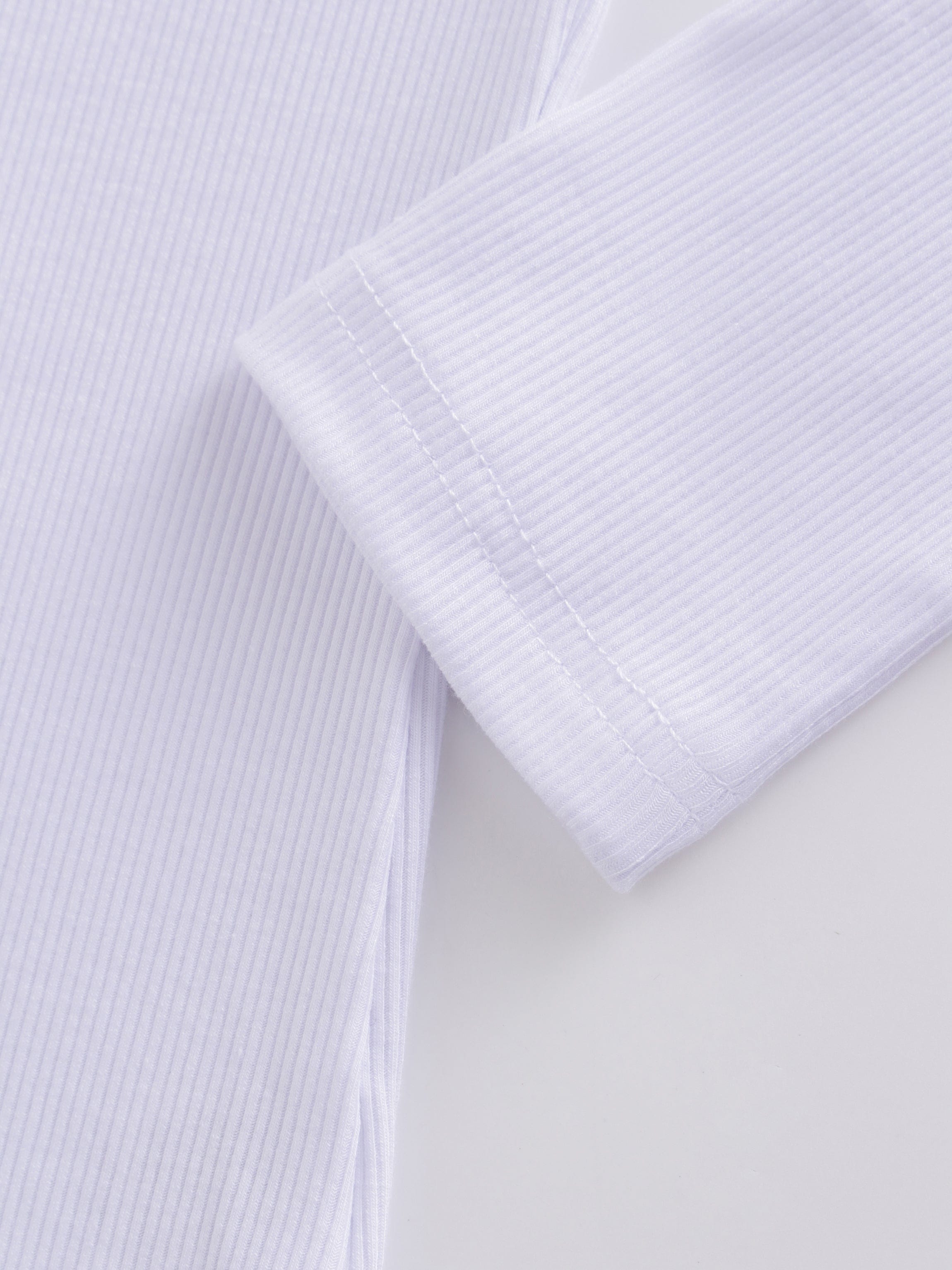 CAMISETA ACANALADA V ALTA - LS-BLANCO