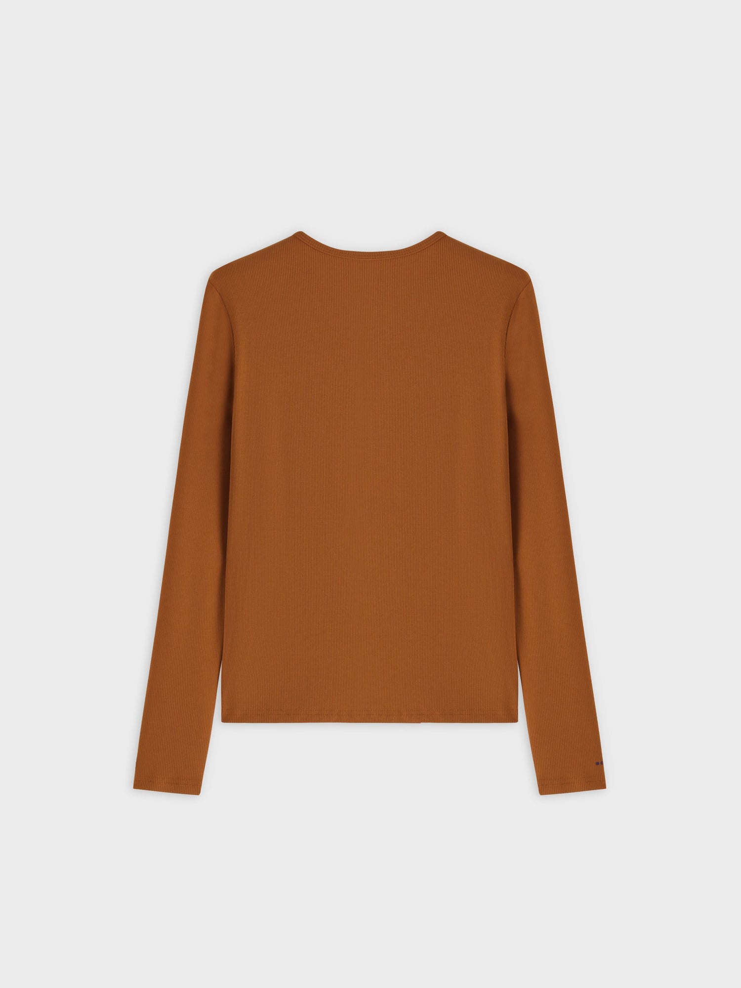 High V Ribbed Tee LS-Cognac