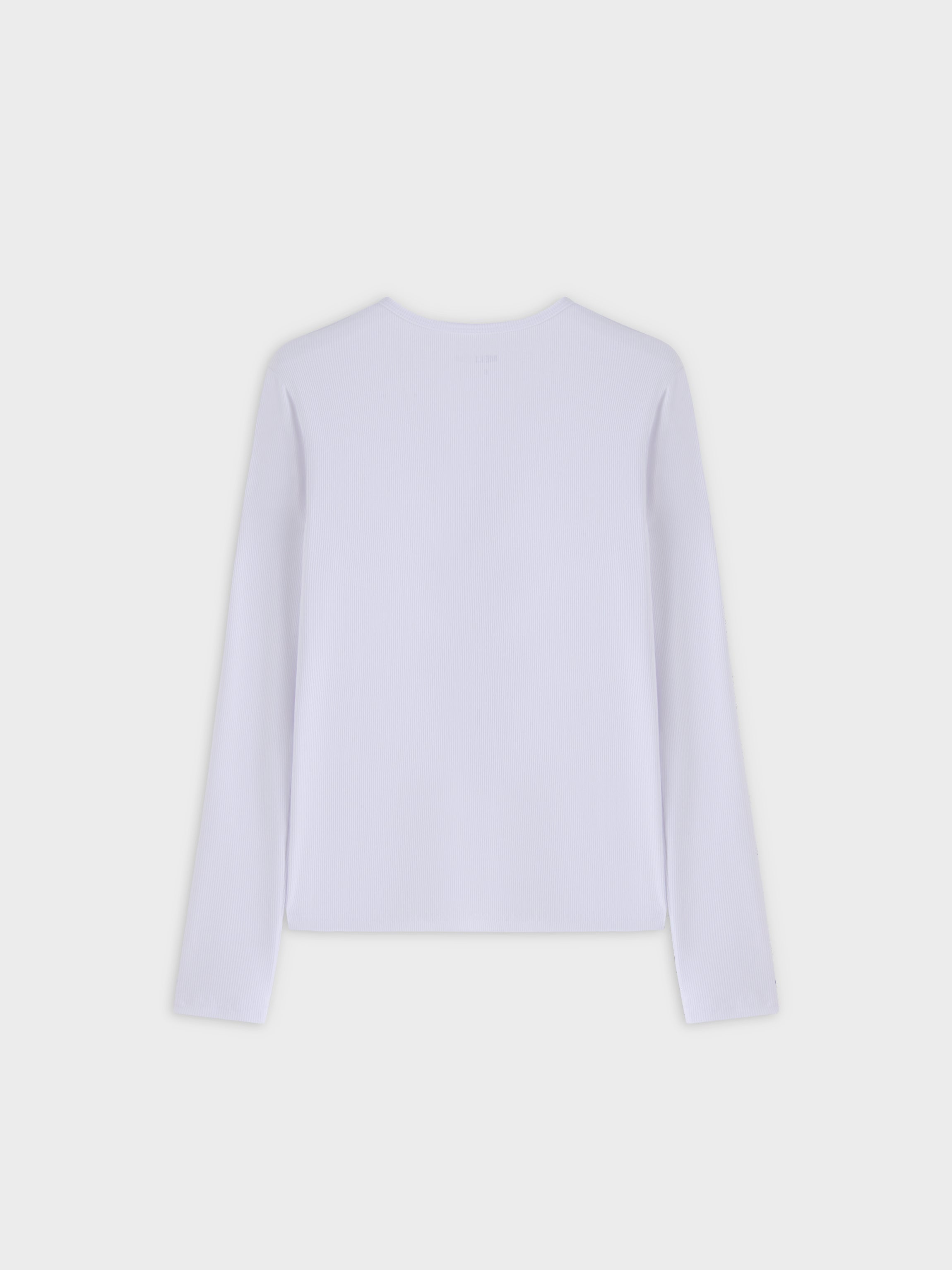 CAMISETA ACANALADA V ALTA - LS-BLANCO