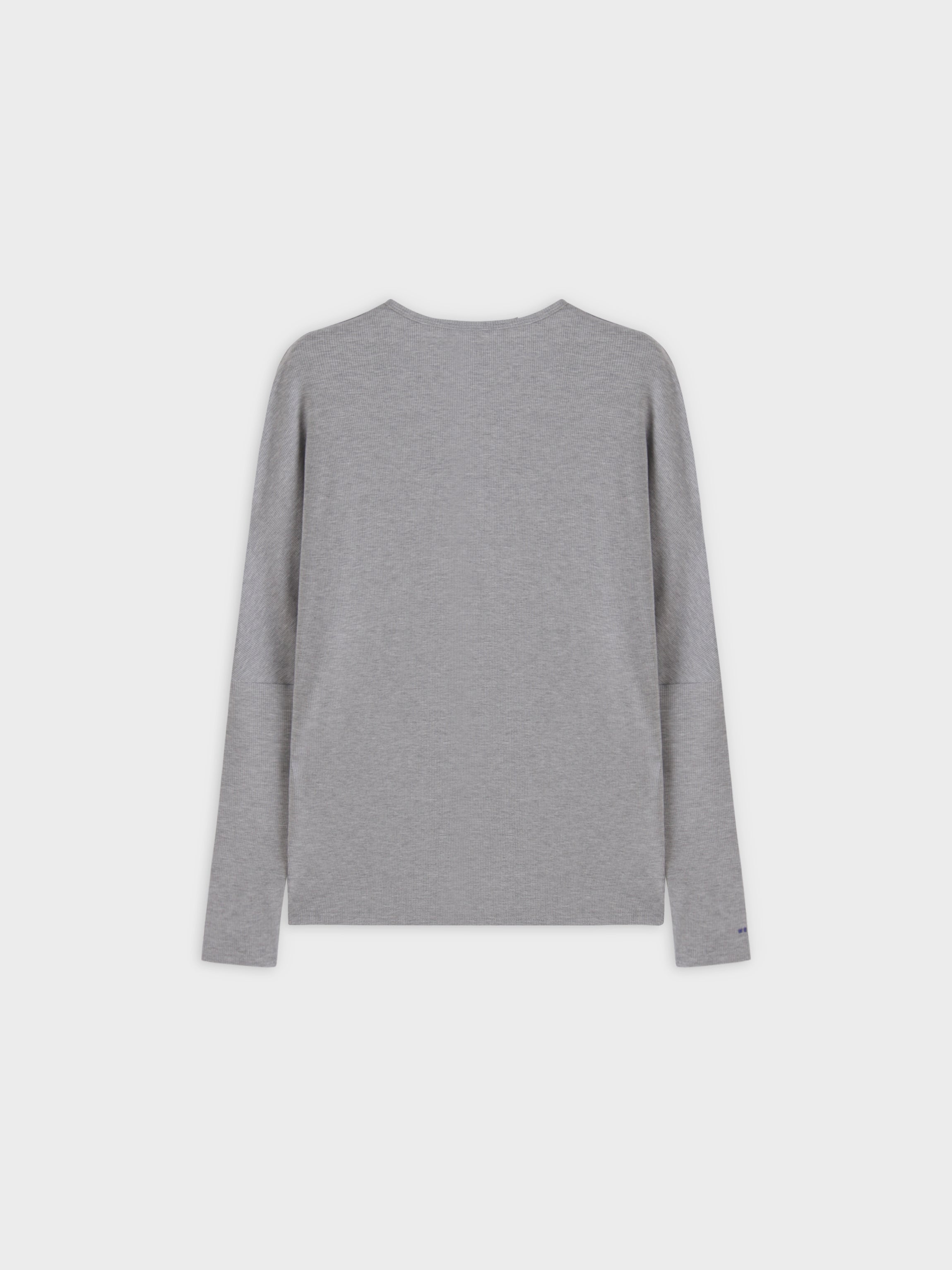 Crew Ribbed Dolman-Gris jaspeado