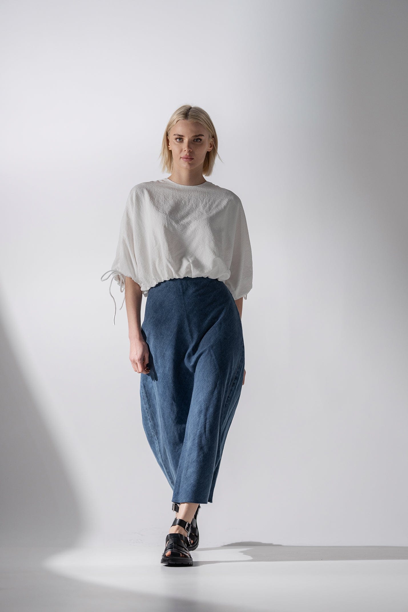 Classic Denim Skirt 37"-Dark Blue