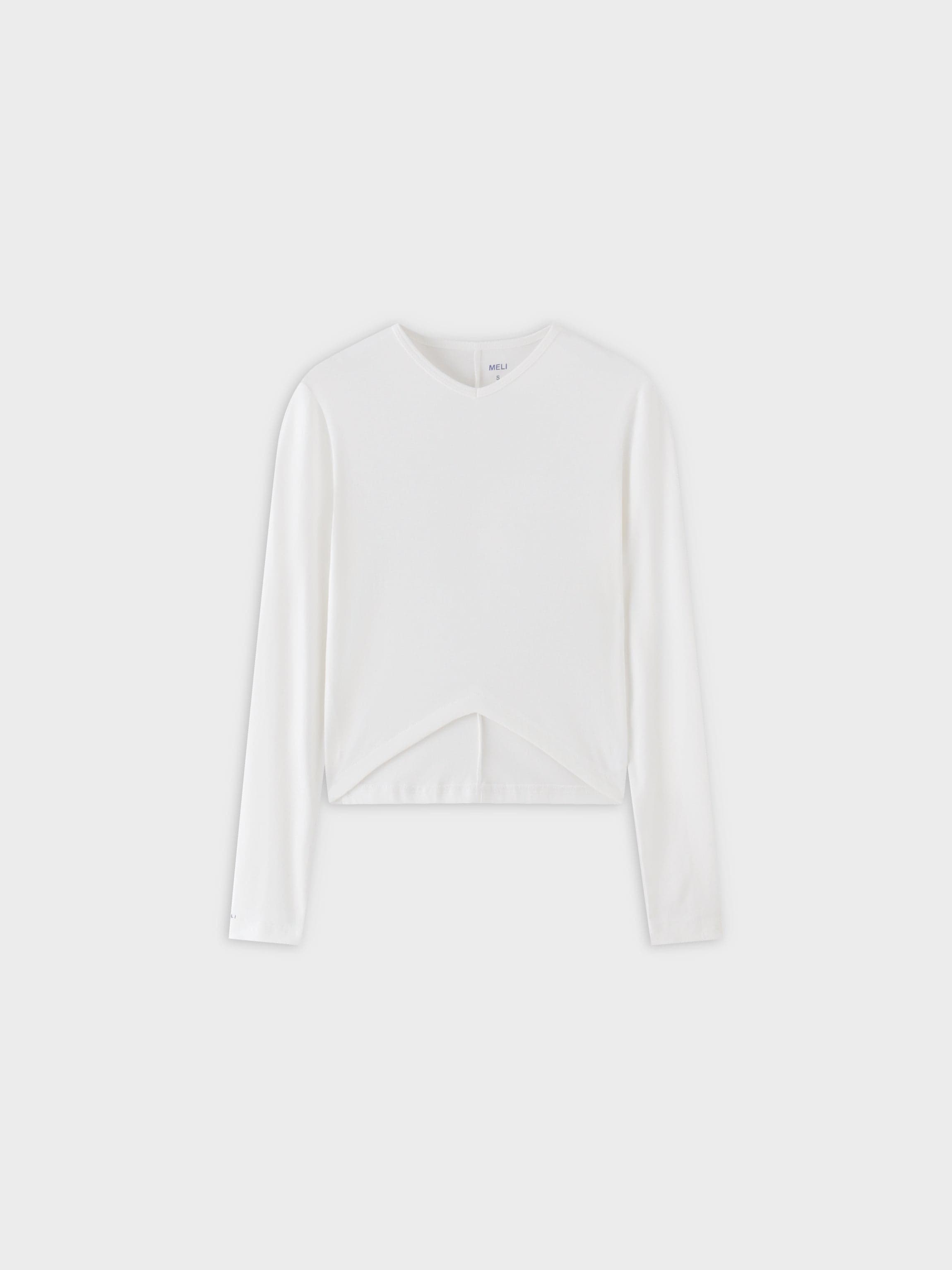 Camiseta con parte inferior en V-Blanco