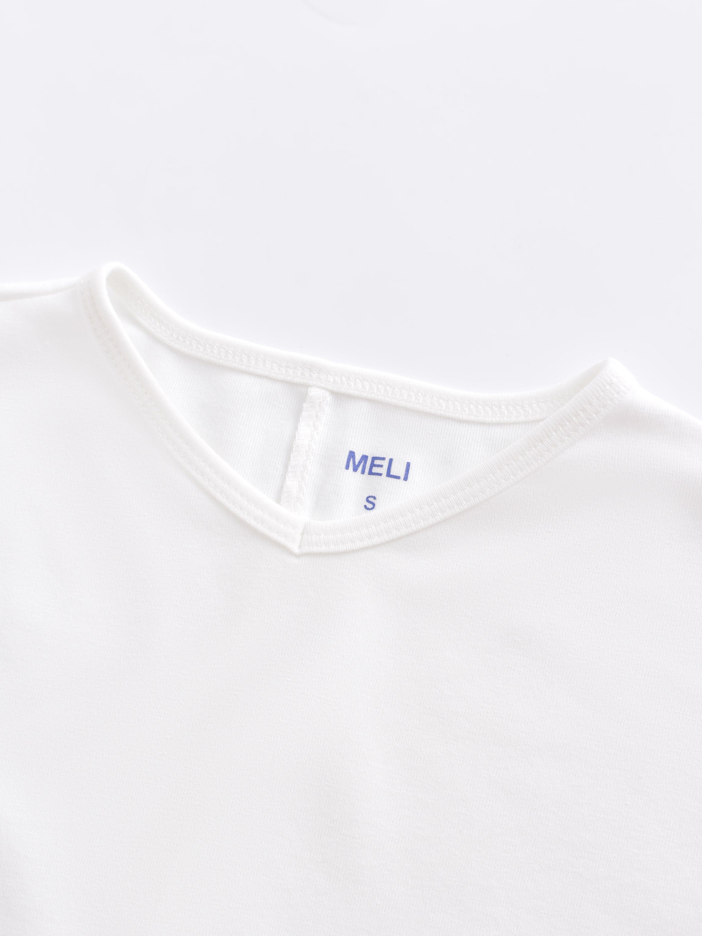 Camiseta con parte inferior en V-Blanco