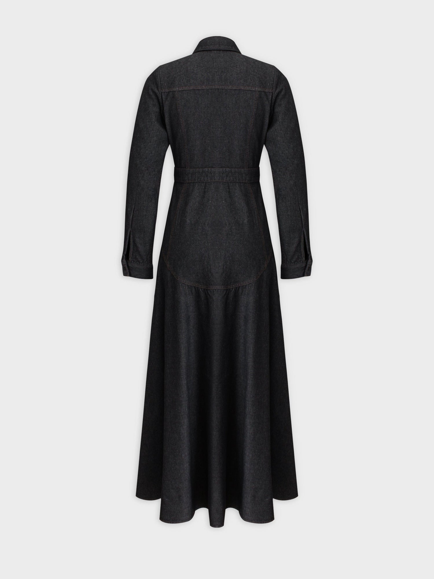 Vestido vaquero con cintura caída-Negro