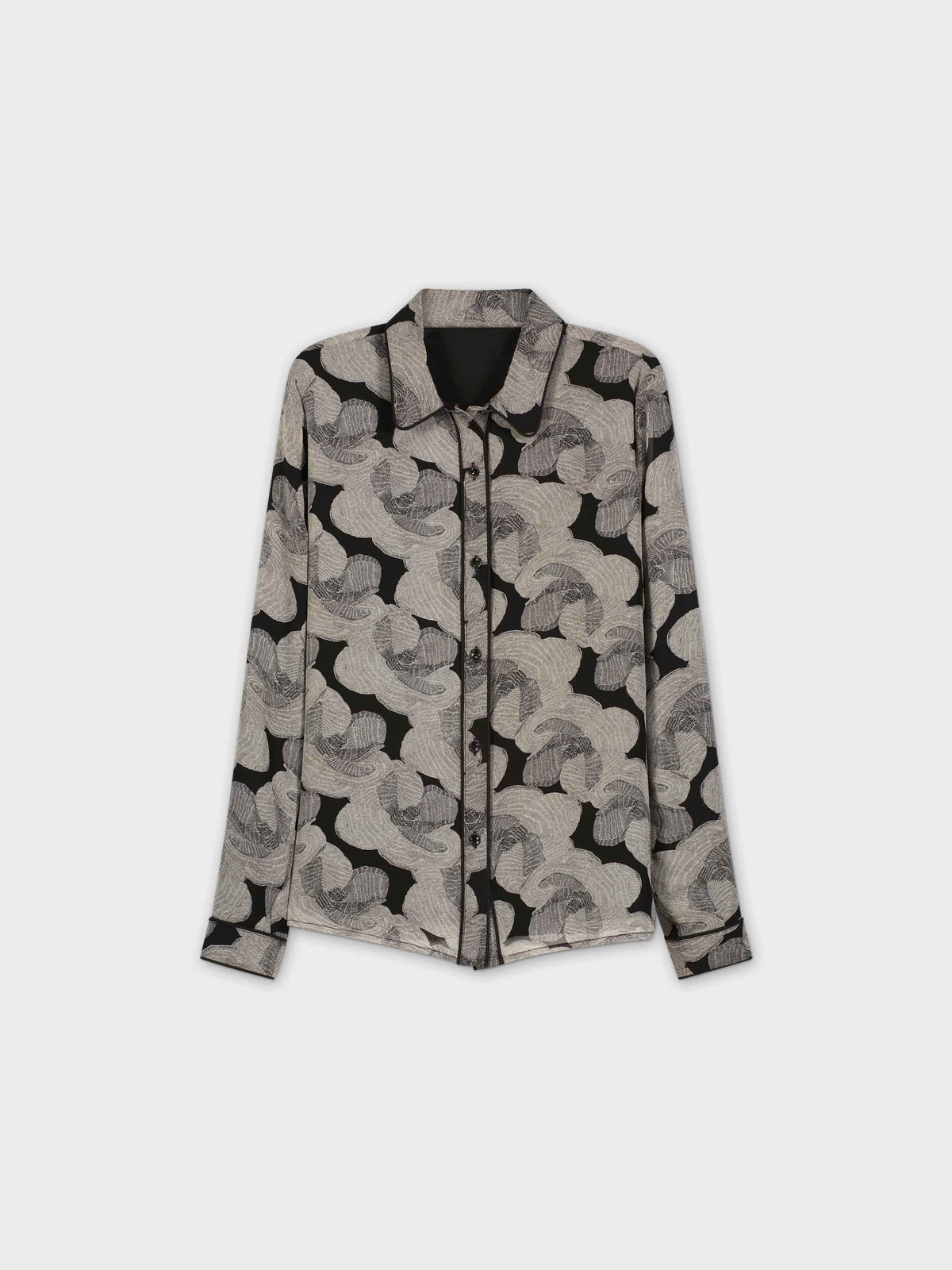 Piped Blouse-Grey Floral