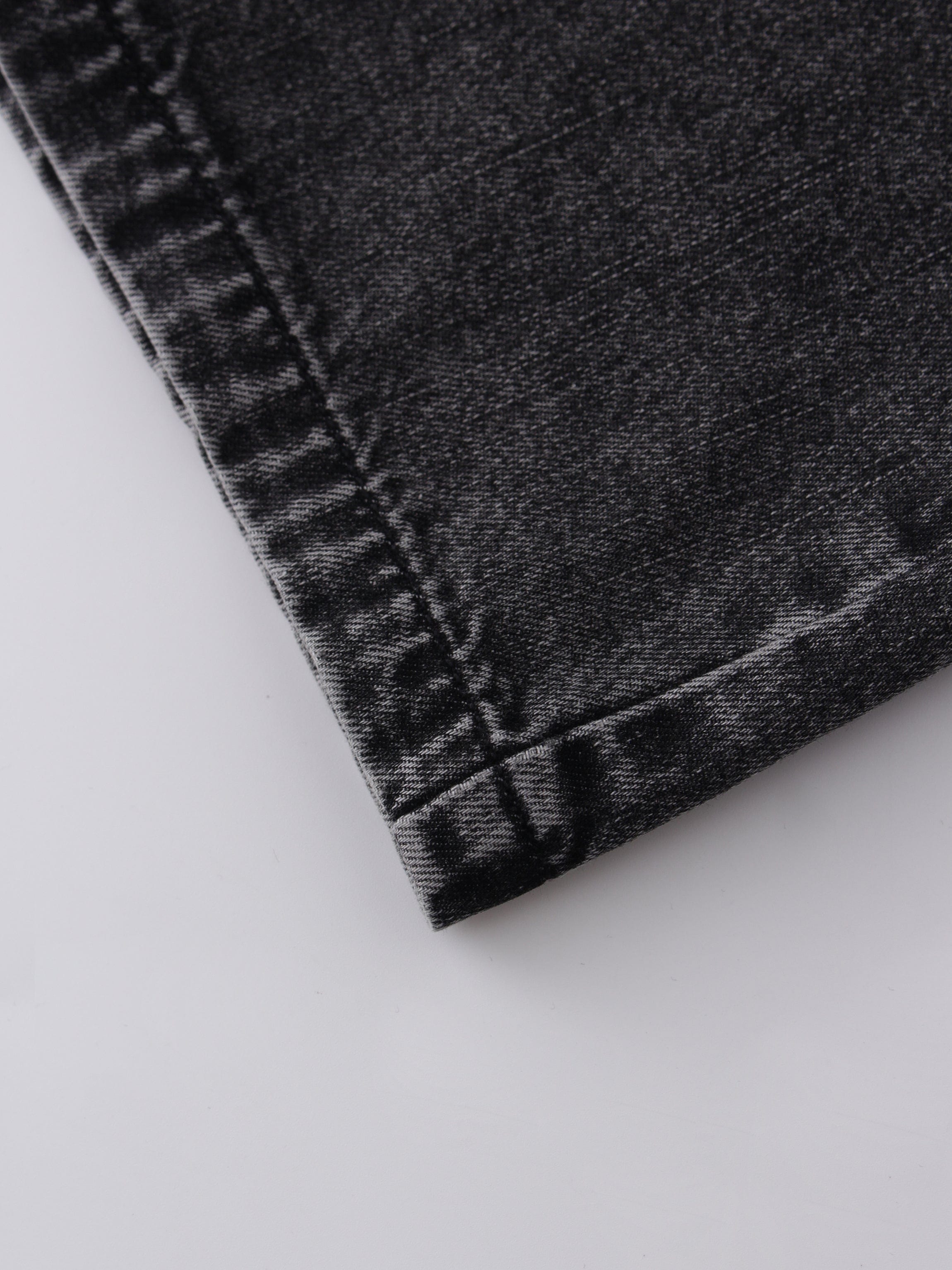 Denim Seamed Skirt-Black
