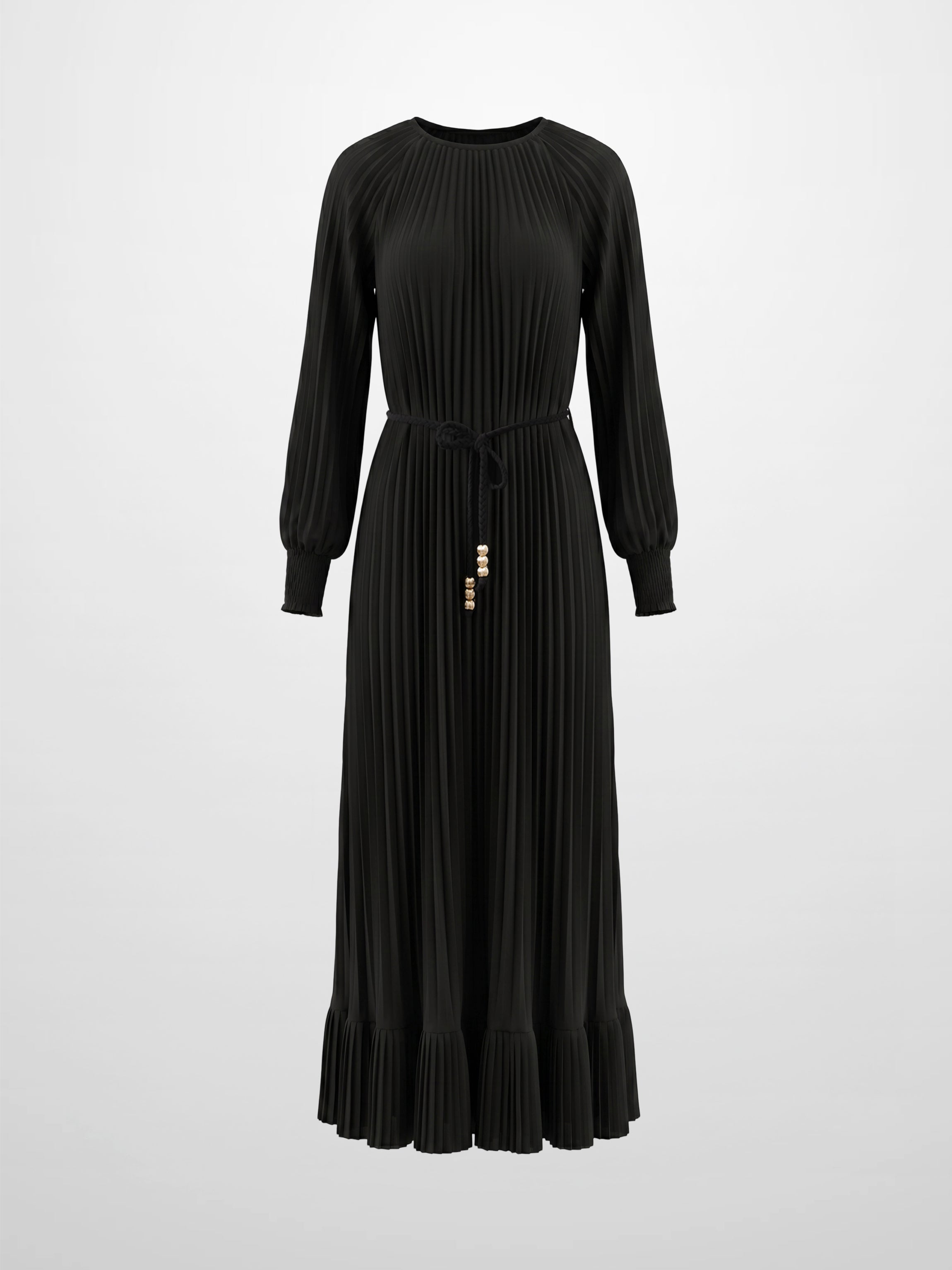 Micro Pleat Dress-Black