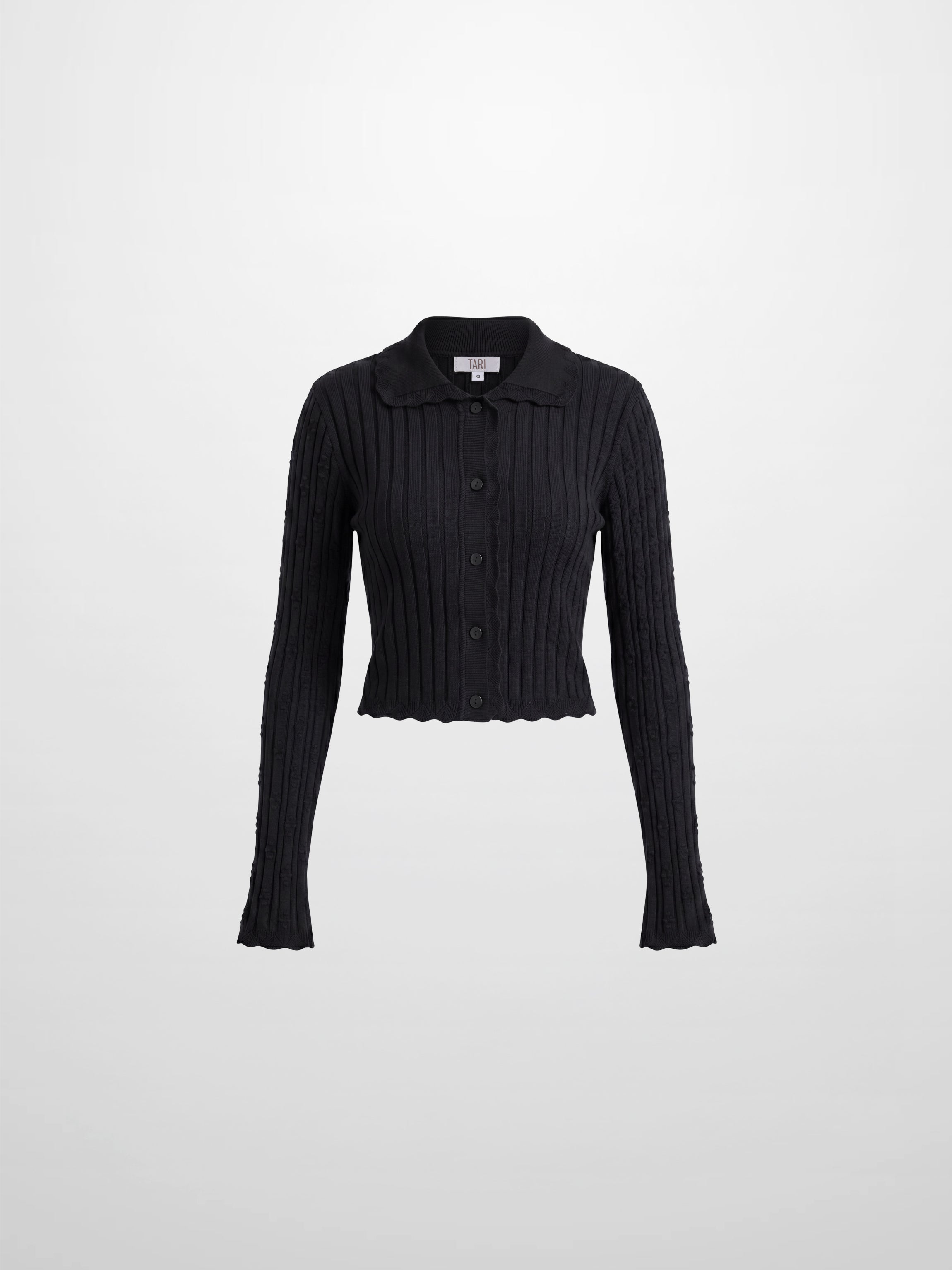 Scalloped Edge Cardigan-Black