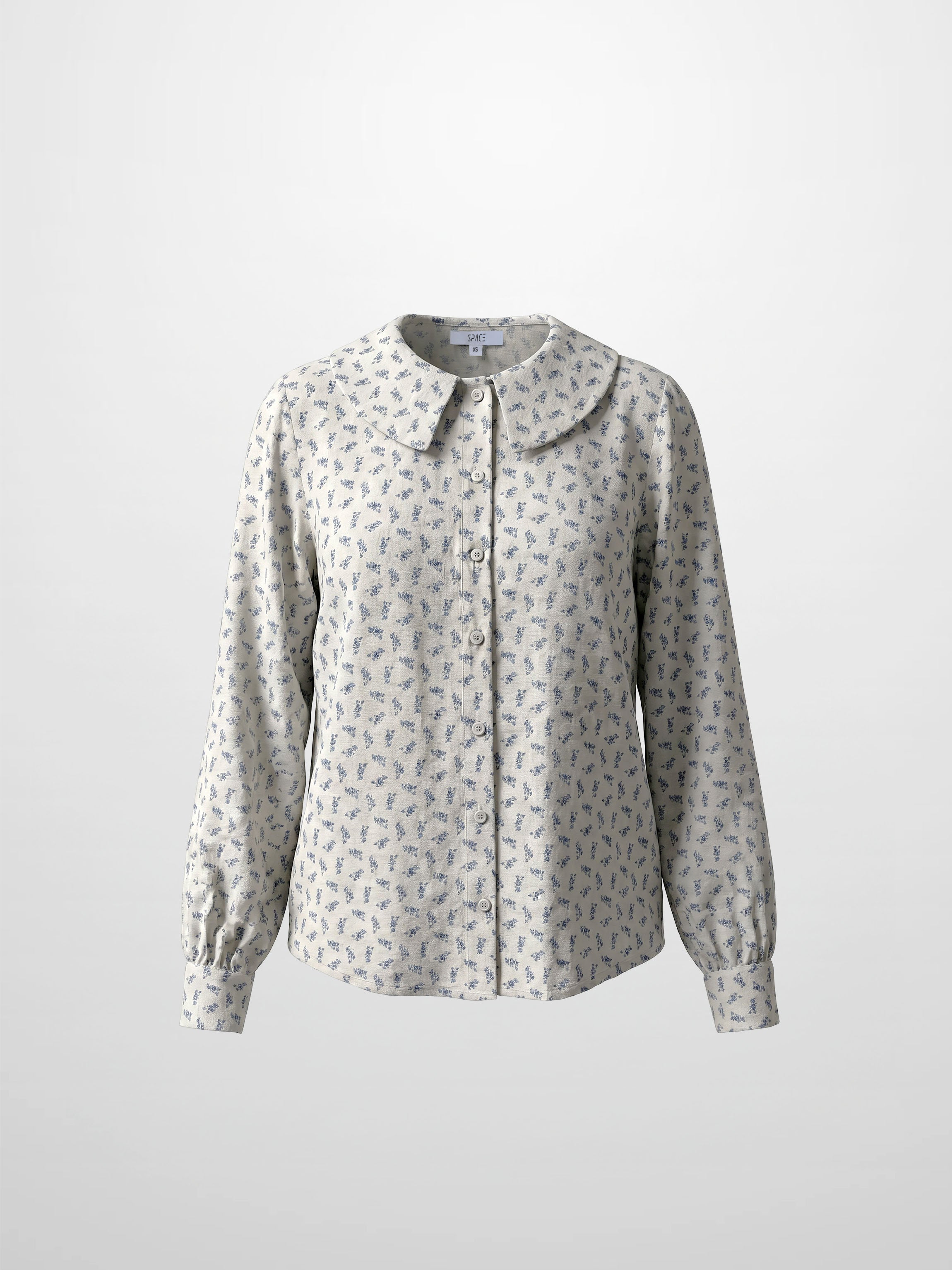 Peter Pan Collar Blouse-Grey Floral