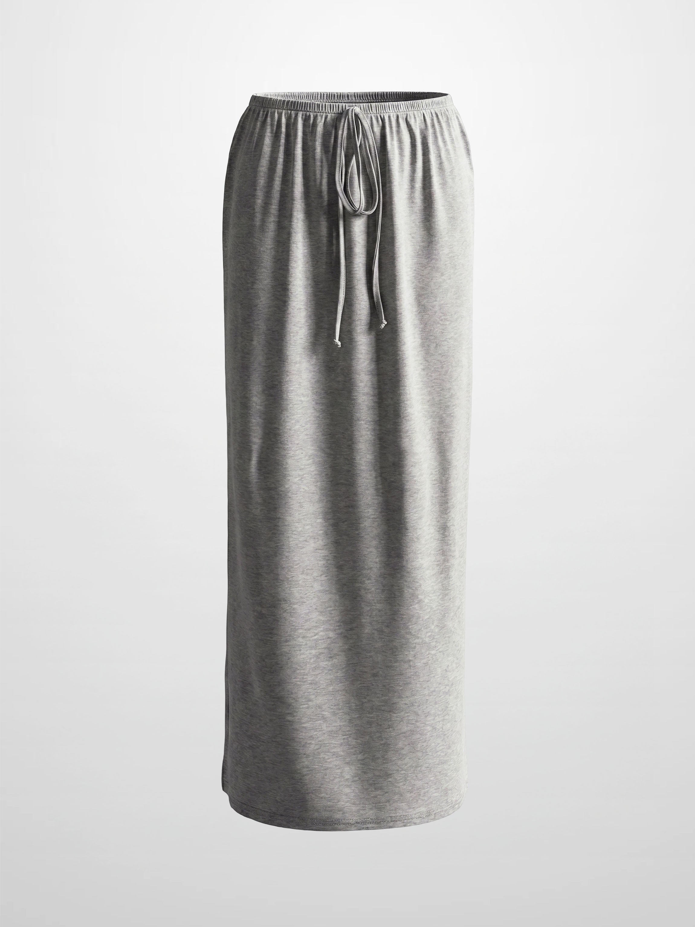 Straight Maxi Drawstring T-Shirt Skirt-Grey