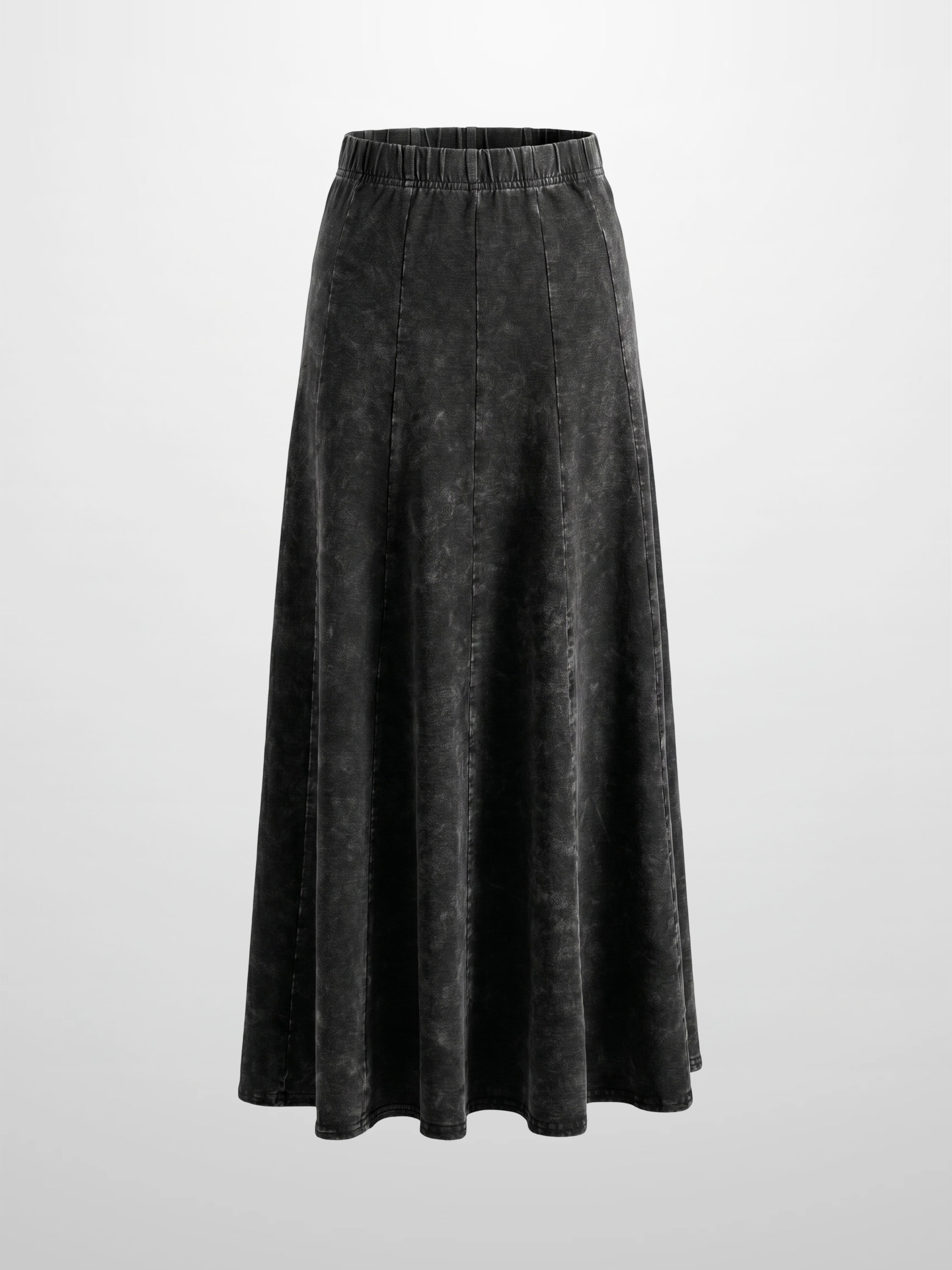 Paneled Flare Skirt 37"-Black Wash