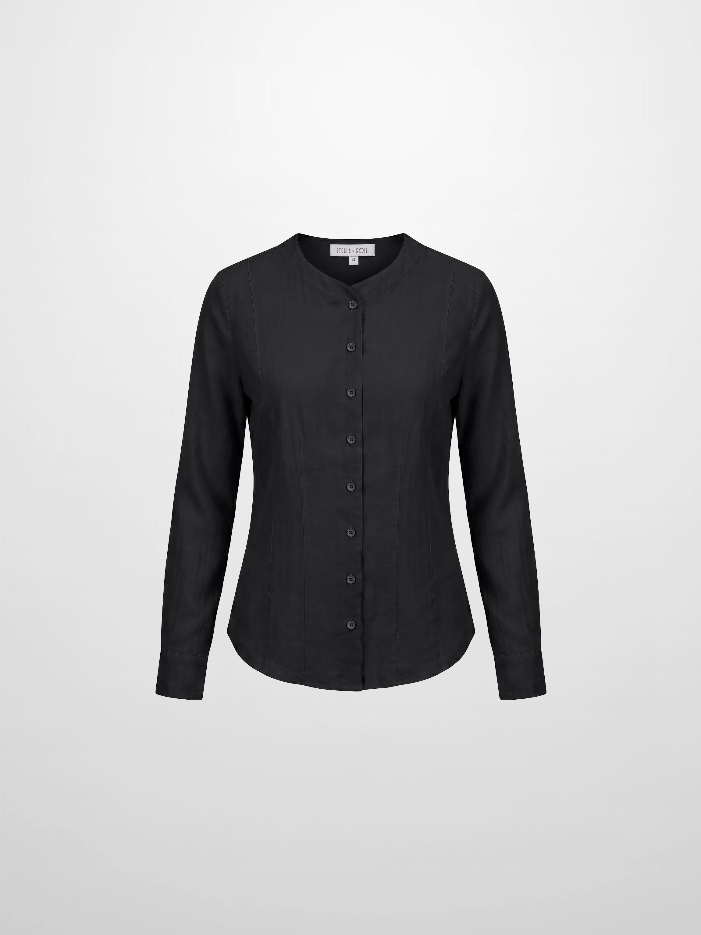 High V Neck Blouse-Black