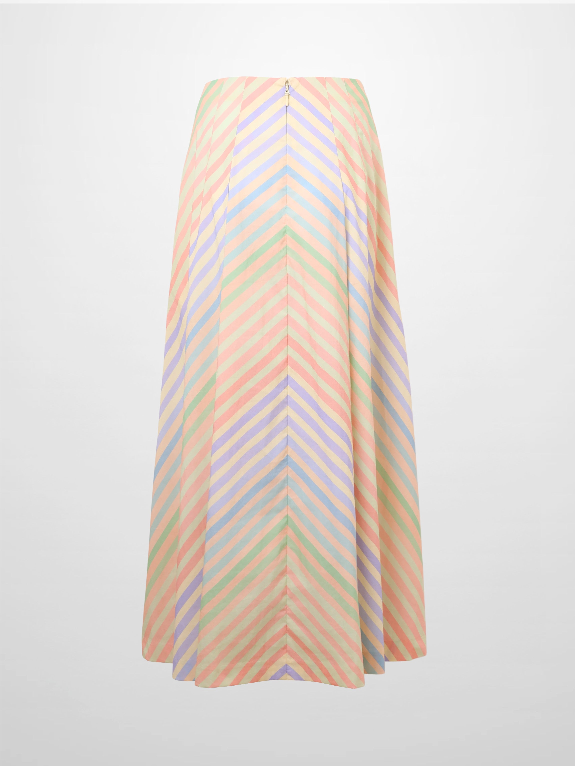 High Waisted Printed Skirt-Pastel Stripe