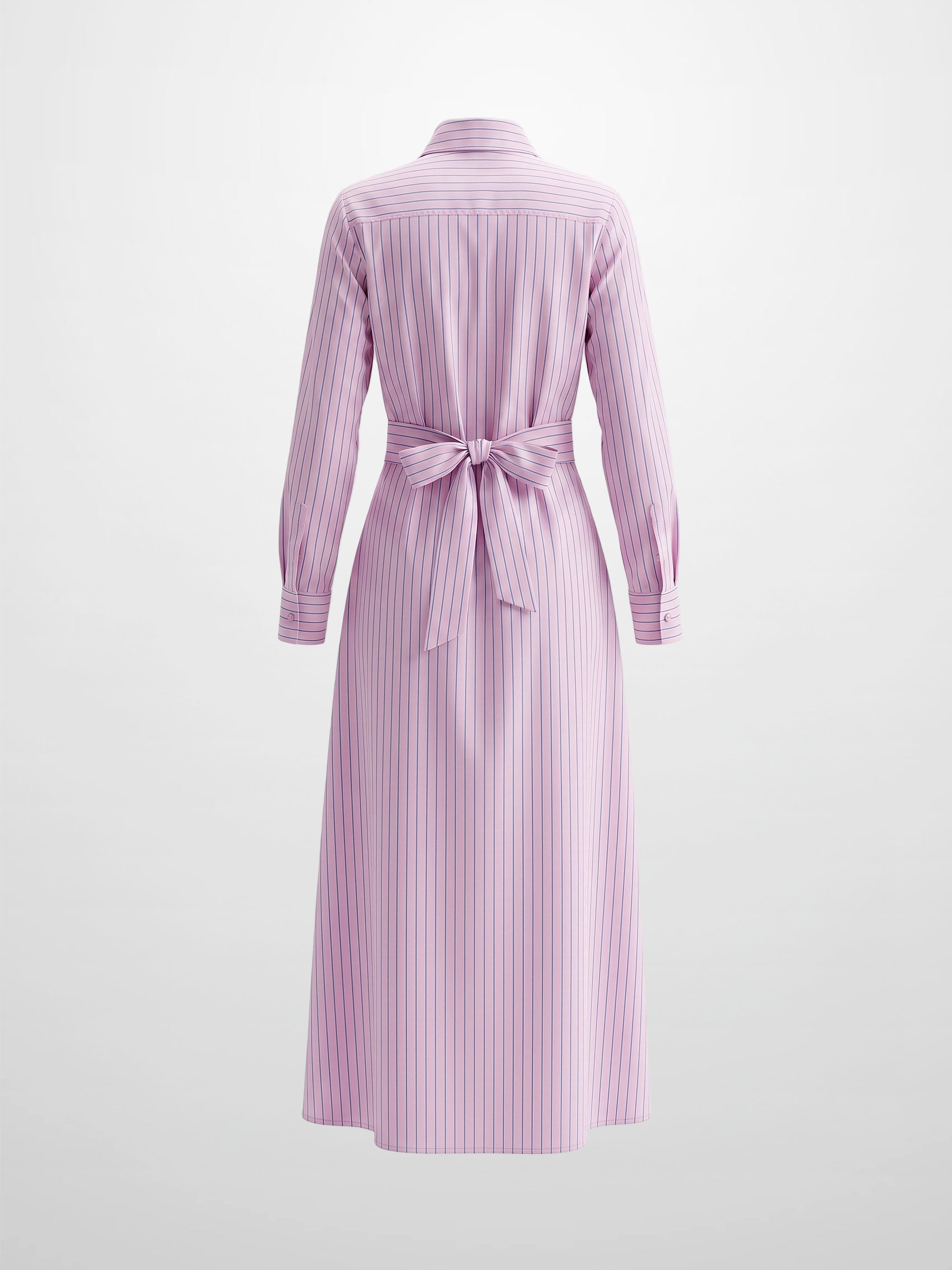 Pinstripe Tie Front Shirtdress-Pink Stripe