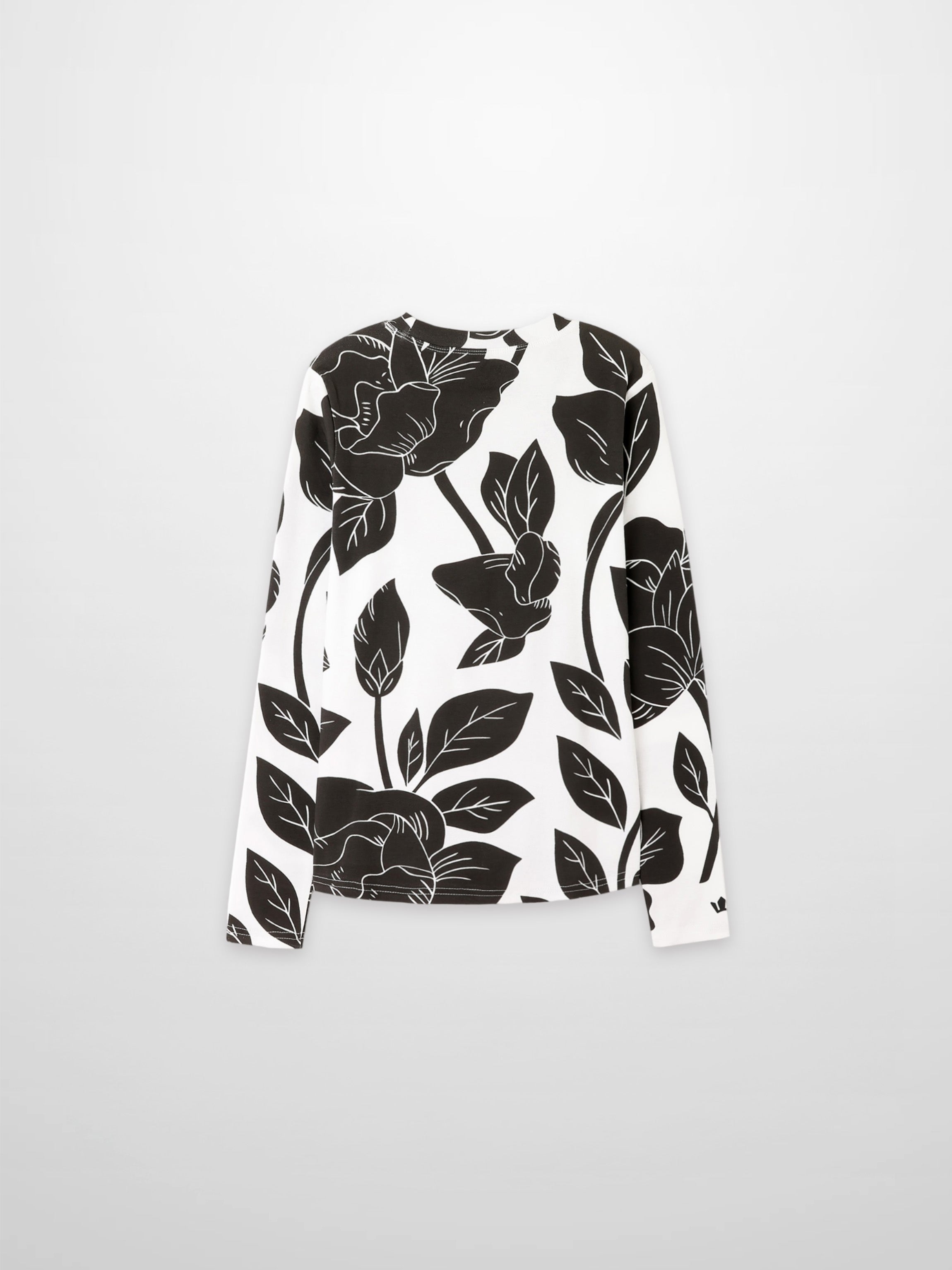 Basic Printed T-shirt-Black/White Floral