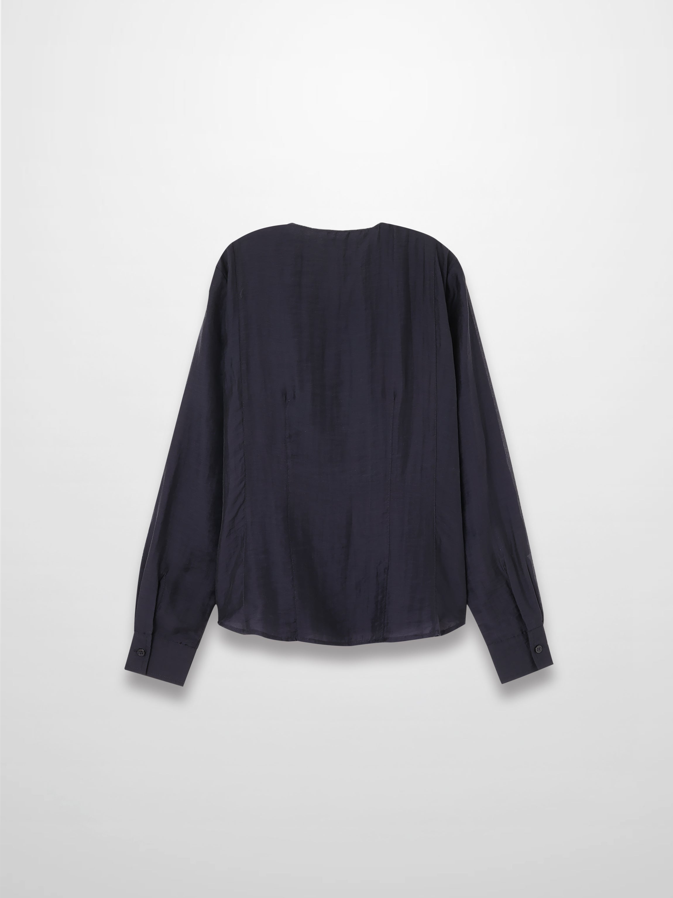 High V Neck Blouse-Navy