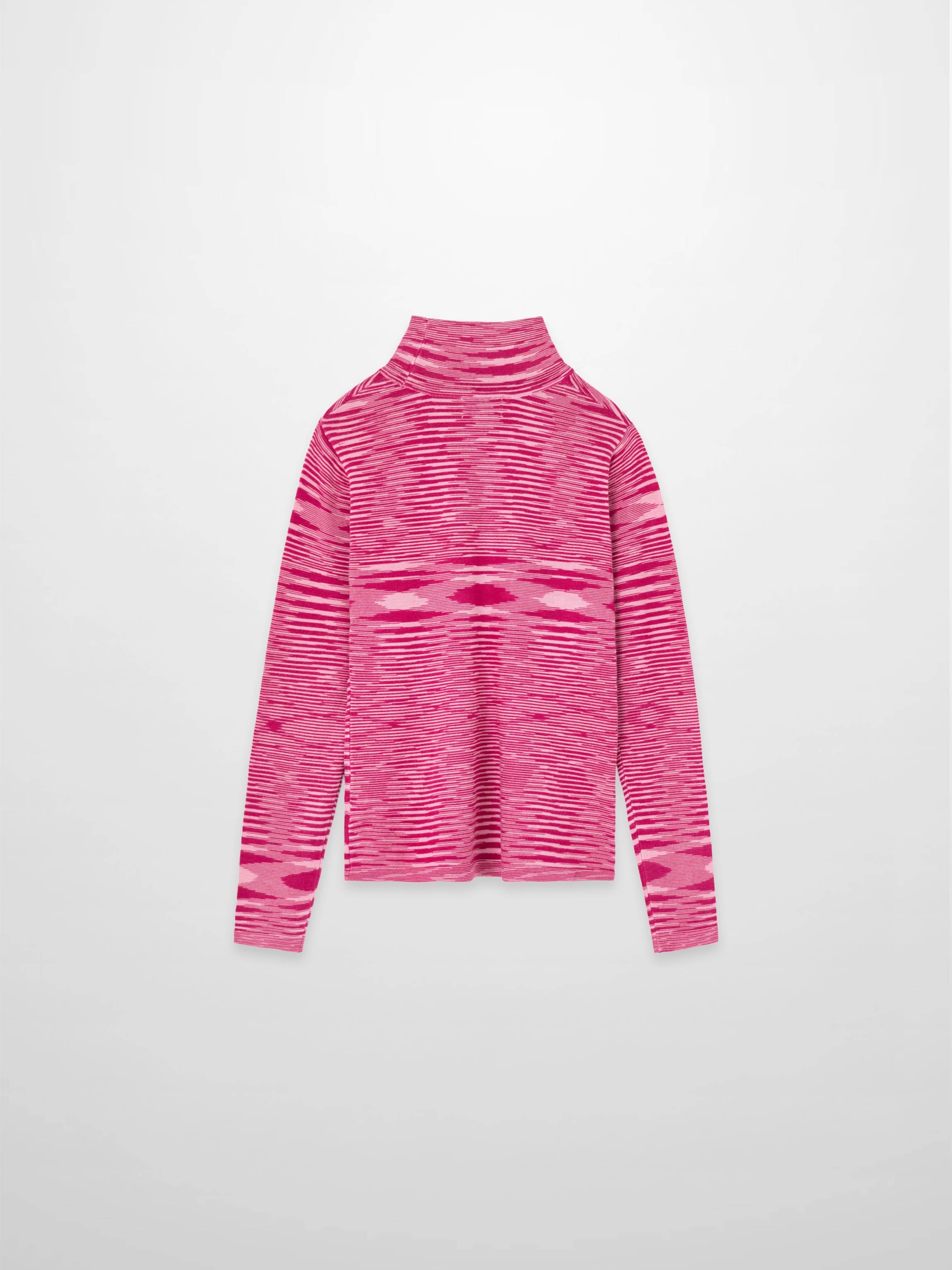 Abstract Stripe Knit Turtleneck-Berry Stripe