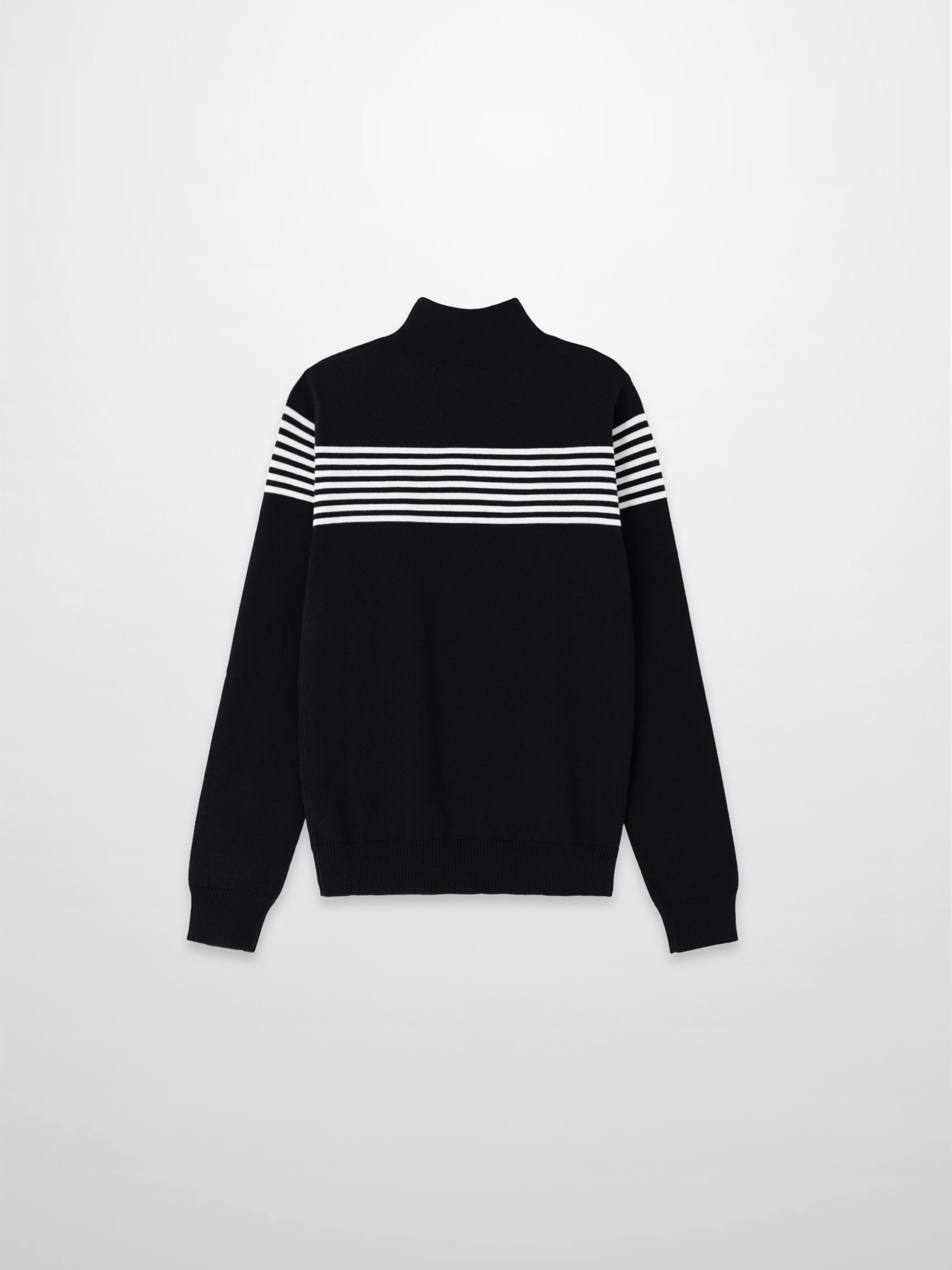 Thin Stripe Turtleneck Sweater-Black/White