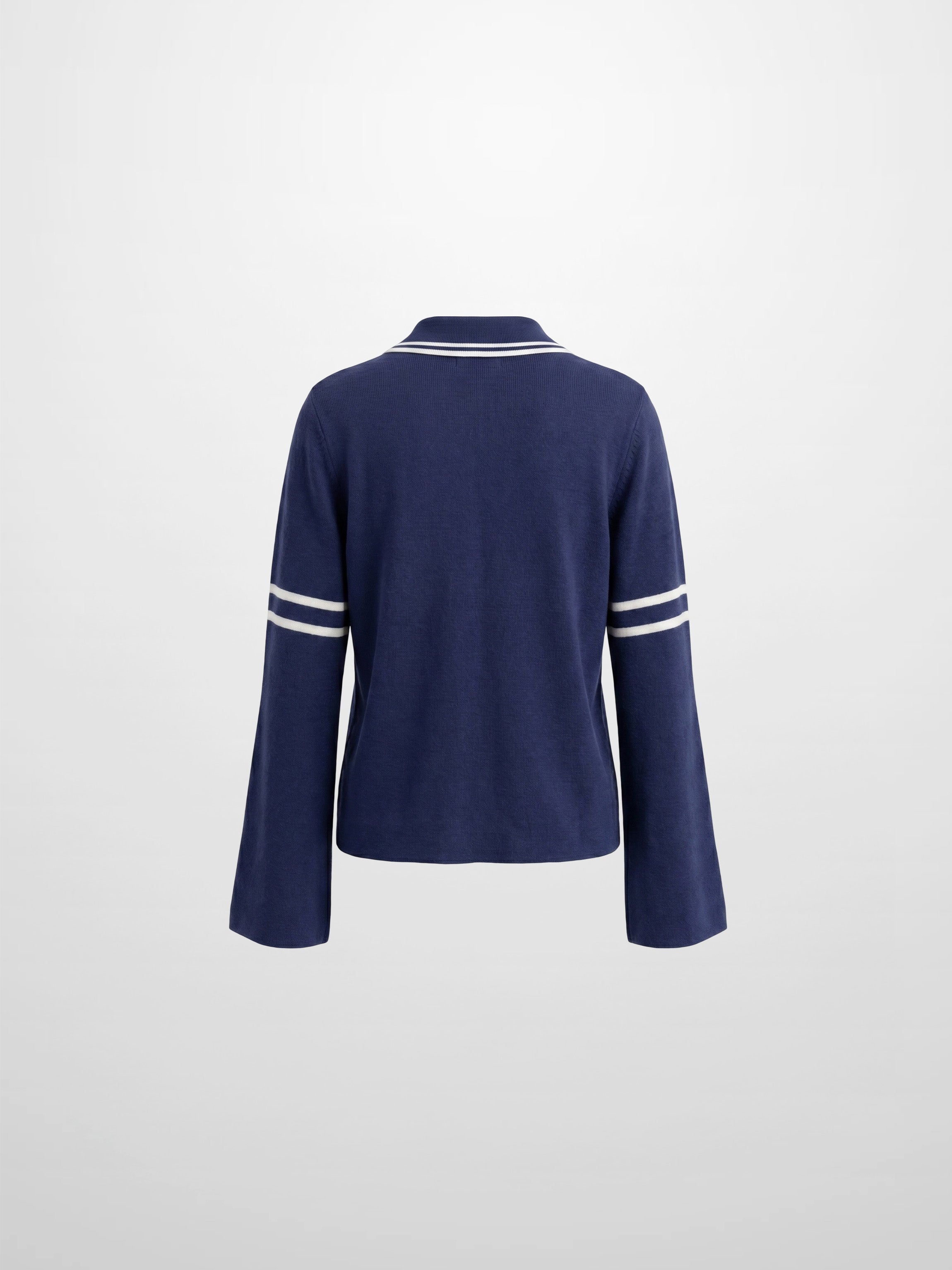 Bell Sleeve Polo-Navy/White