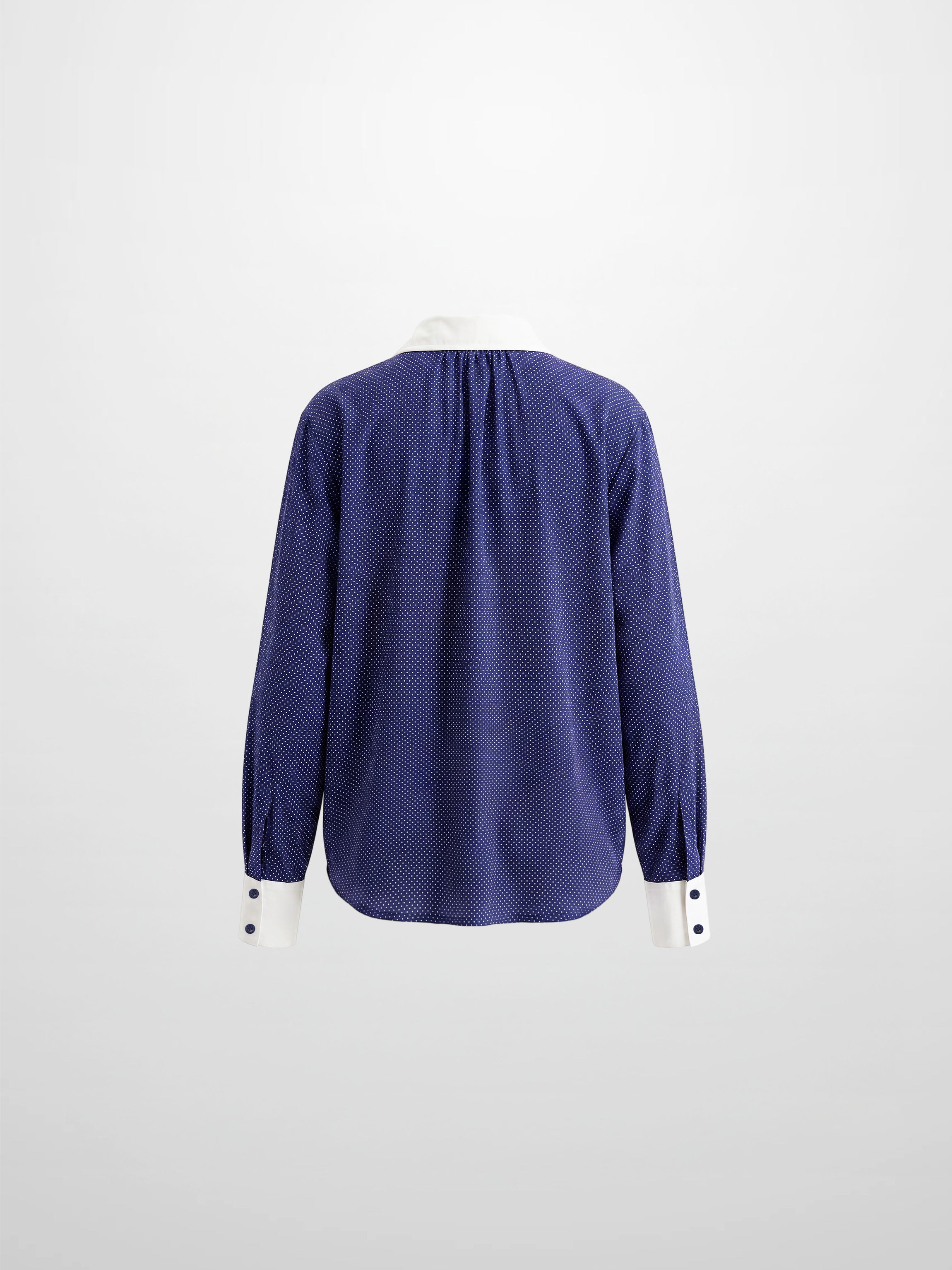 White Collar Mini Dot Shirt-Navy/White