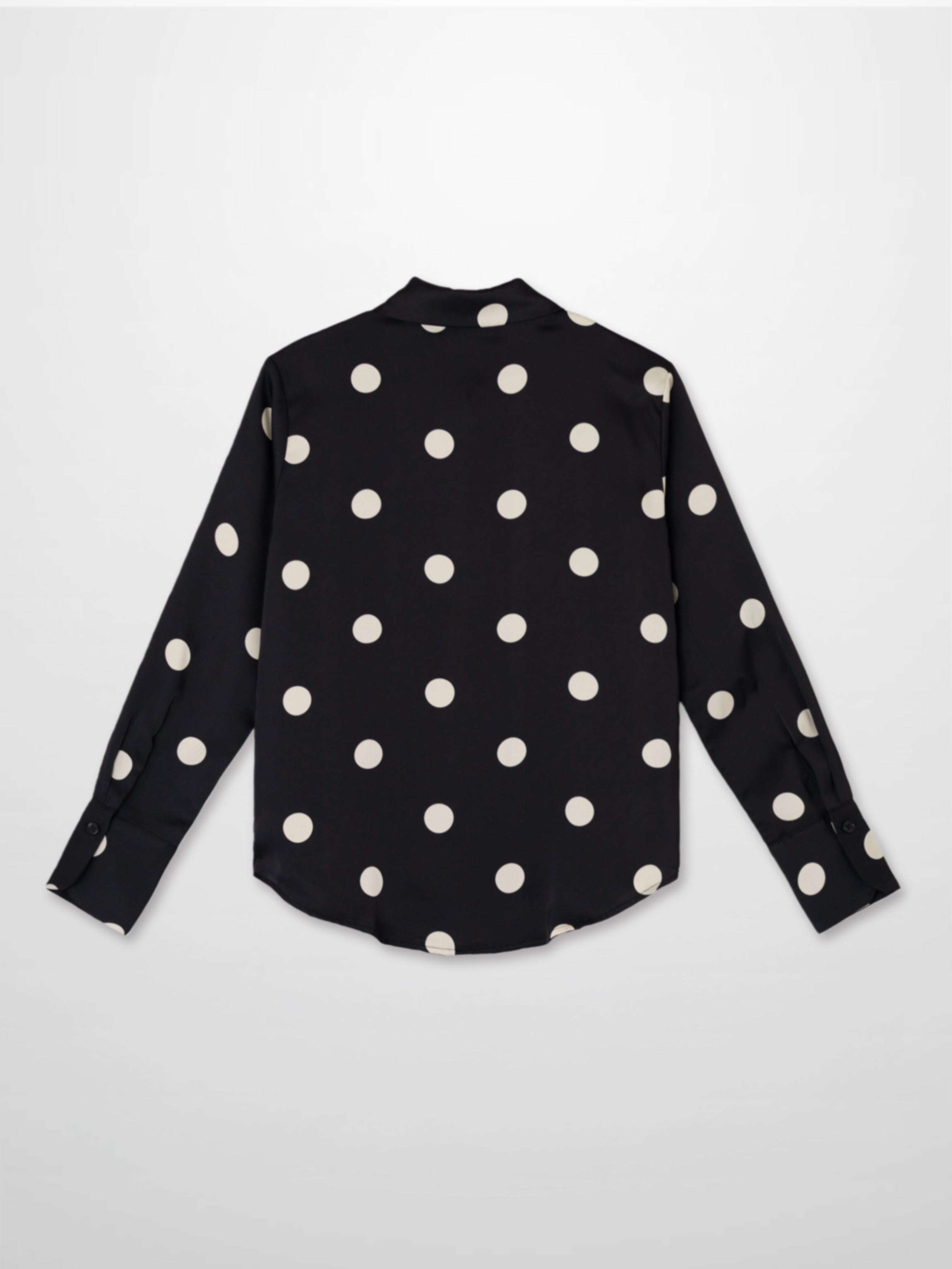 Oversized Satin Blouse-Black/Cream Polka Dot