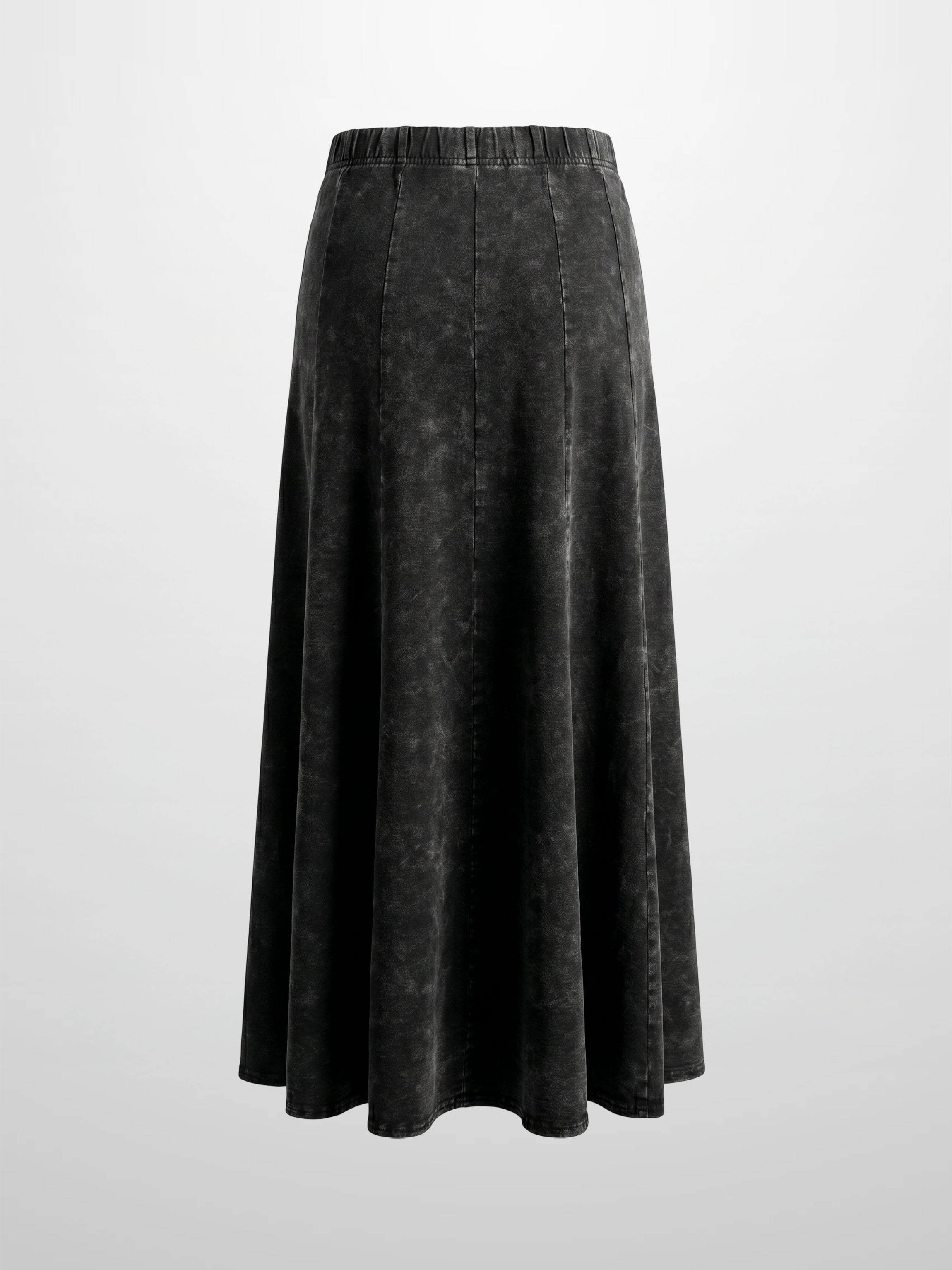 Paneled Flare Skirt 37"-Black Wash