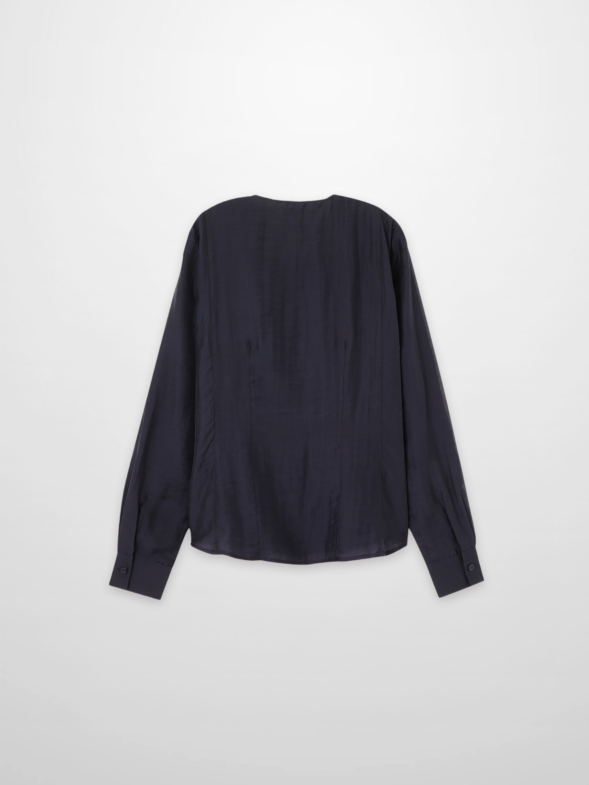 High V Neck Blouse-Navy