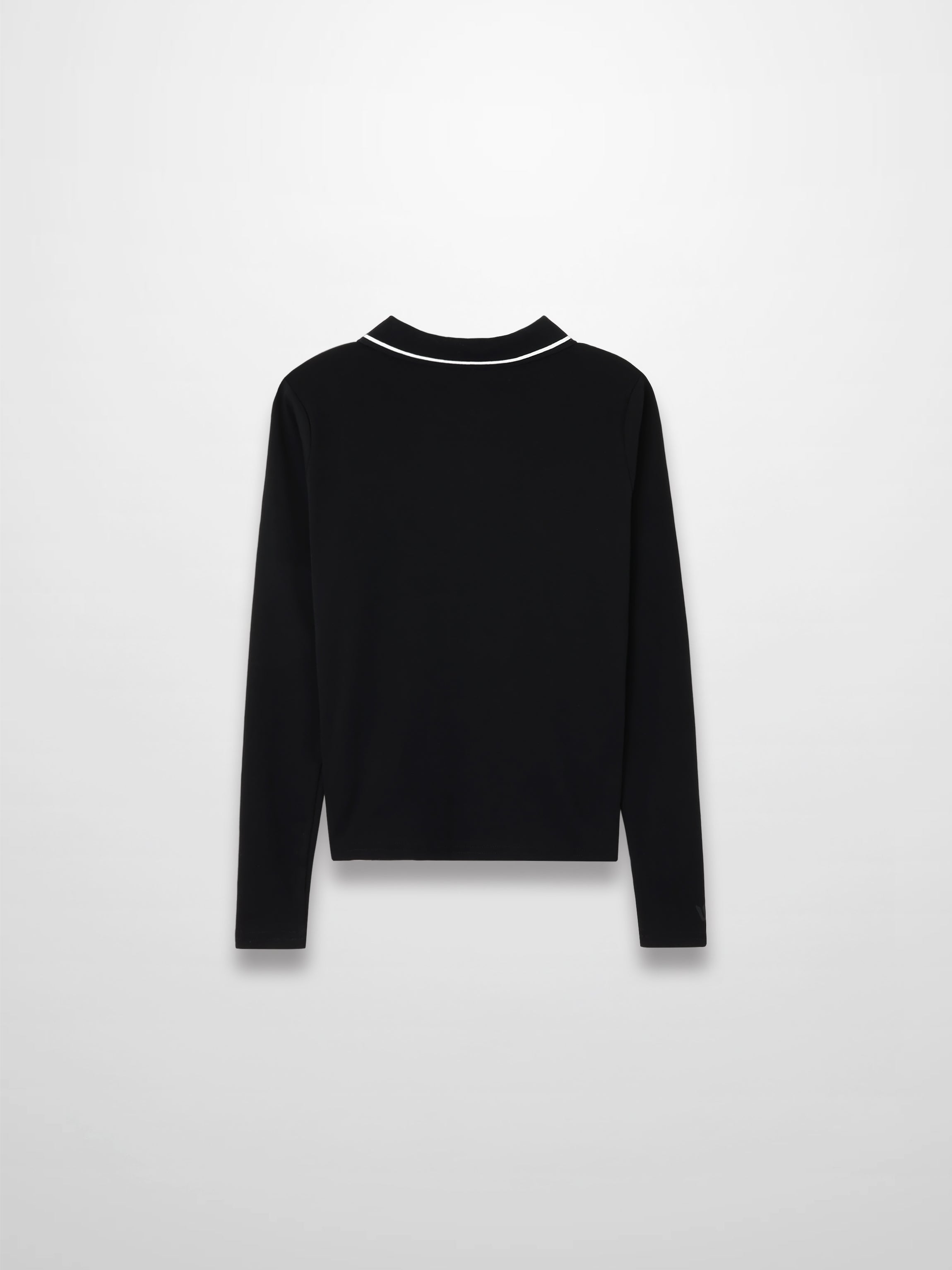 Collared High V T-Shirt-Black