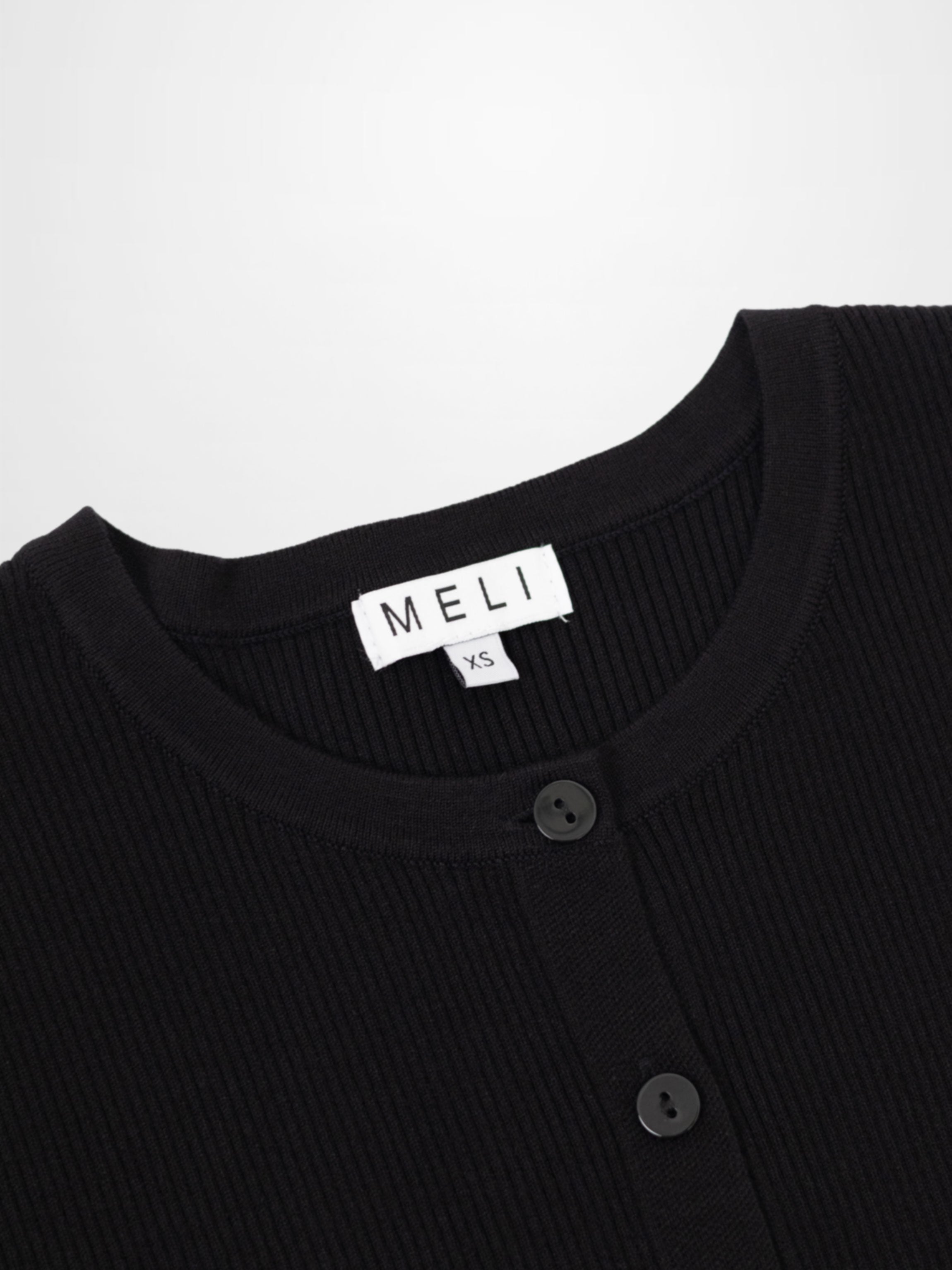Ribbed Crew Neck Cardigan-Black