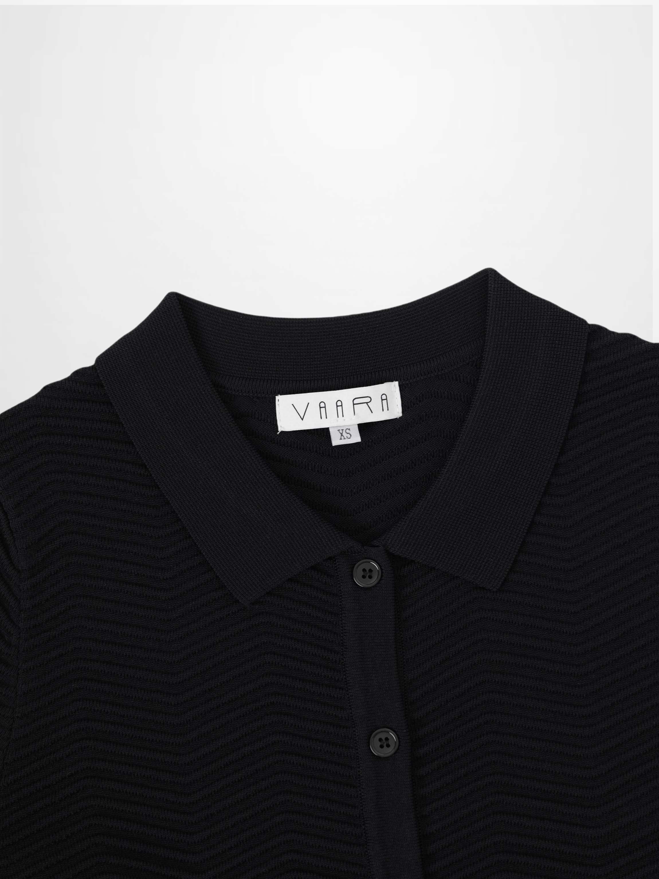 Wave Knit Cardigan-Black