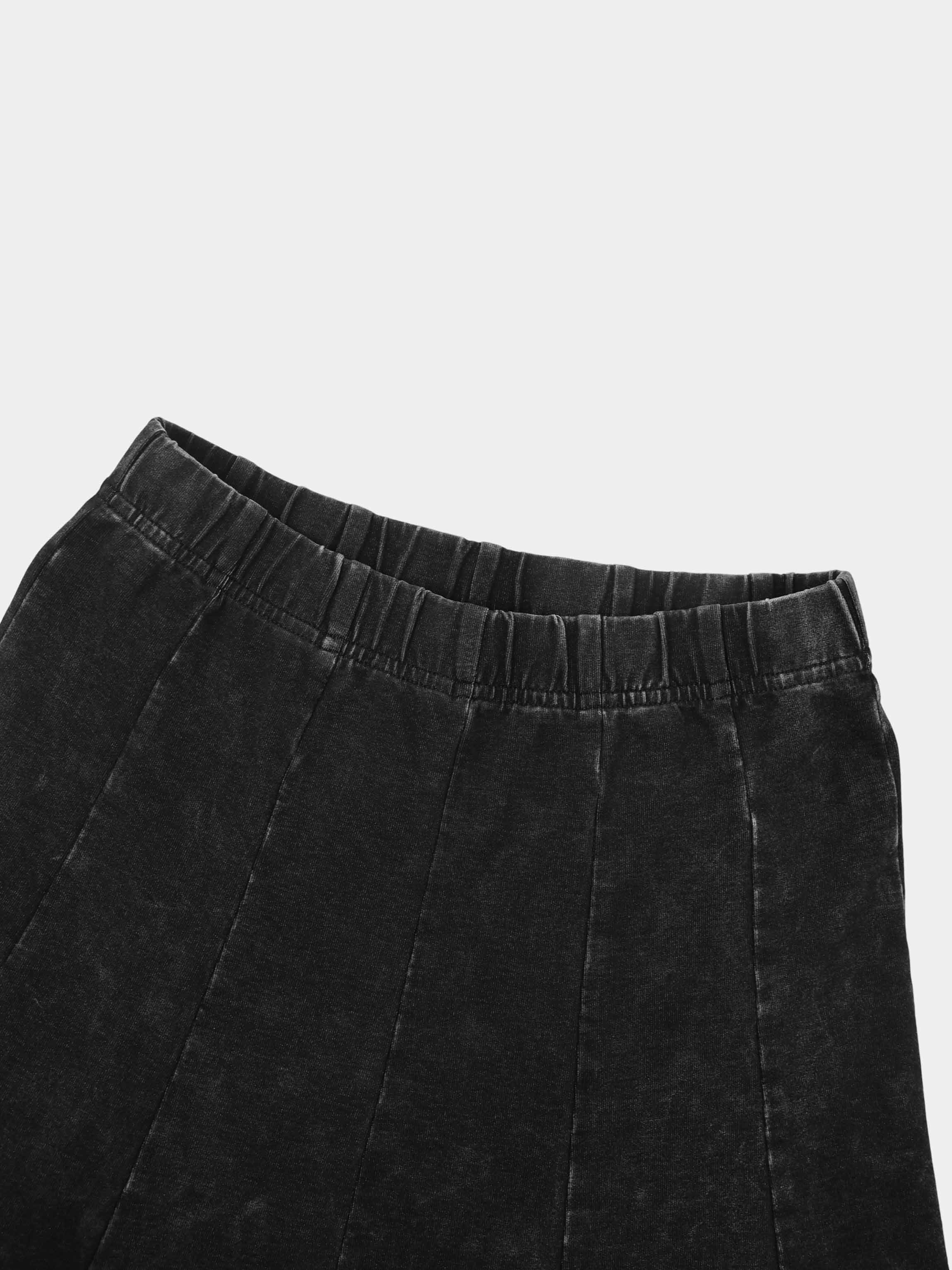 Paneled Flare Skirt 35"-Black Wash