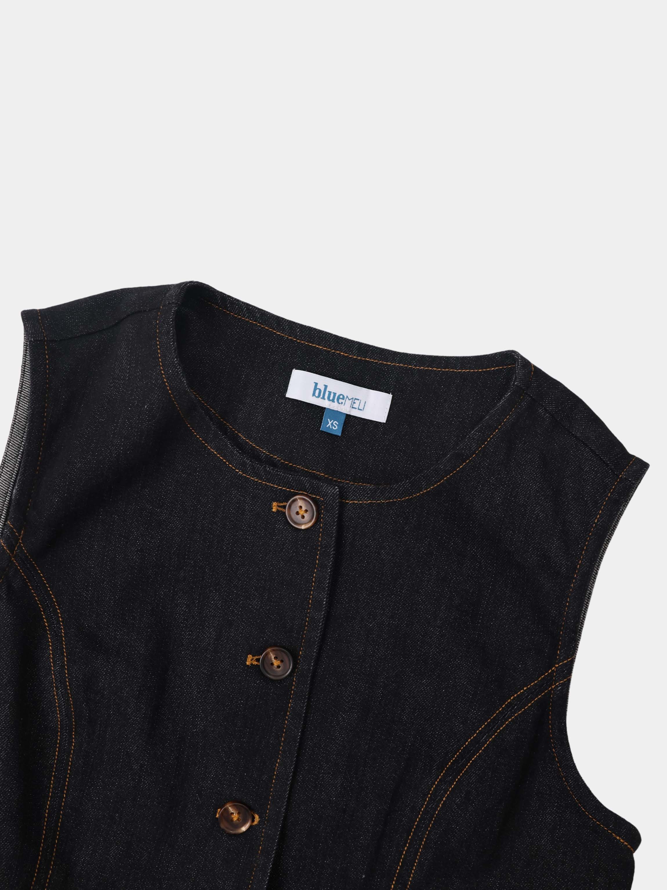 Denim Vest - Black