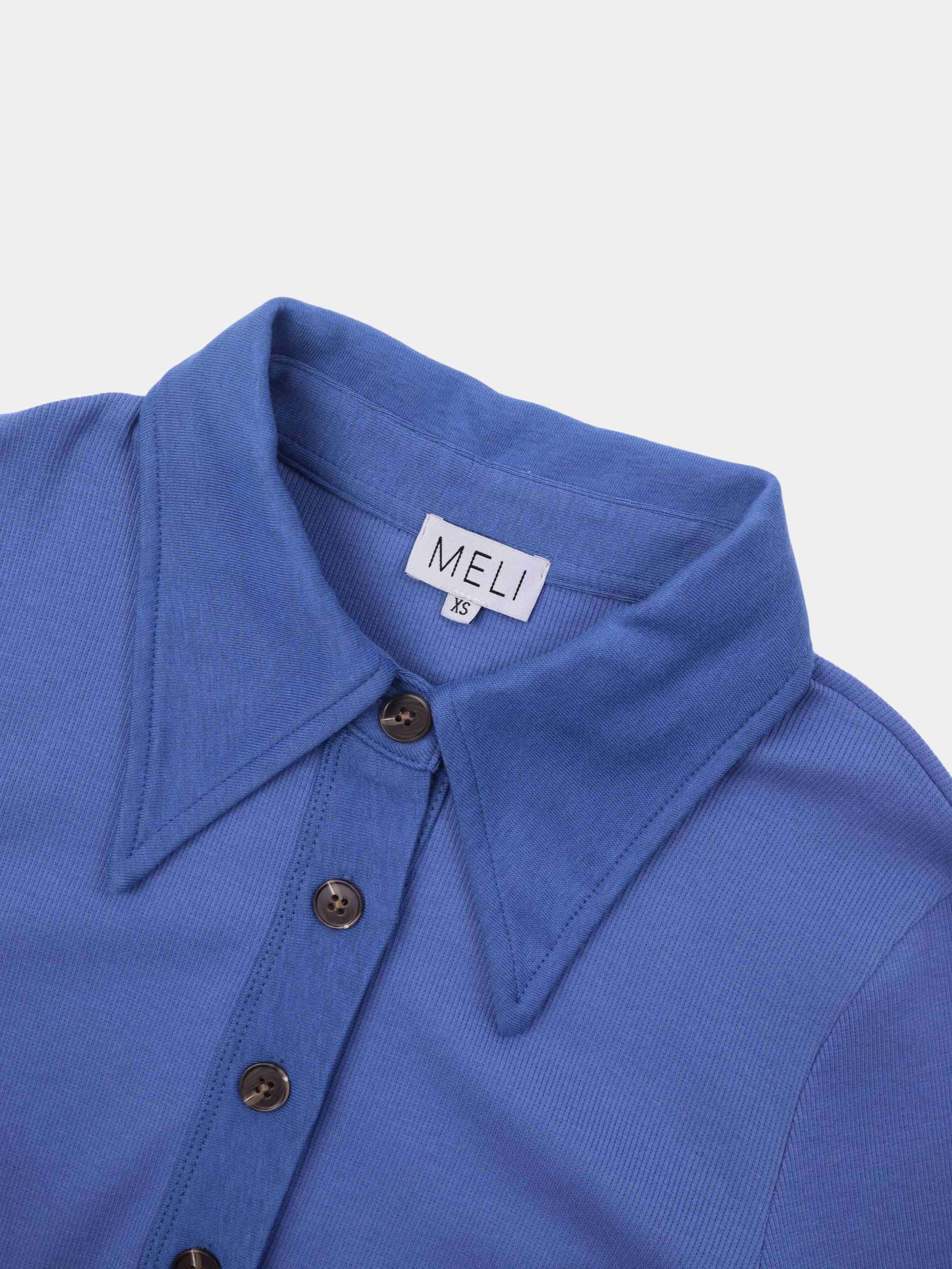 Ribbed Button Down Shirt-Blue