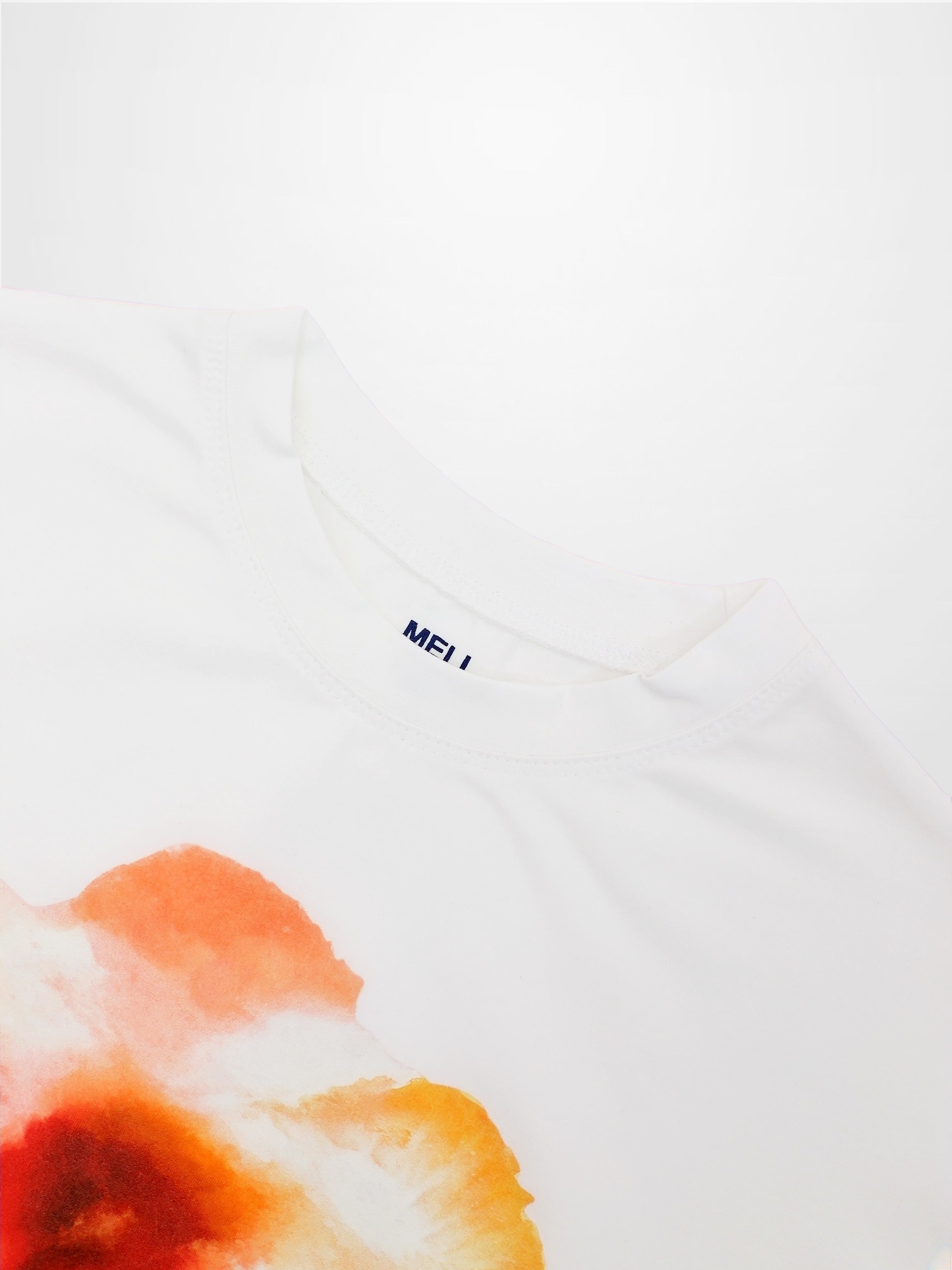 Motif Printed Tee-Peach Flower