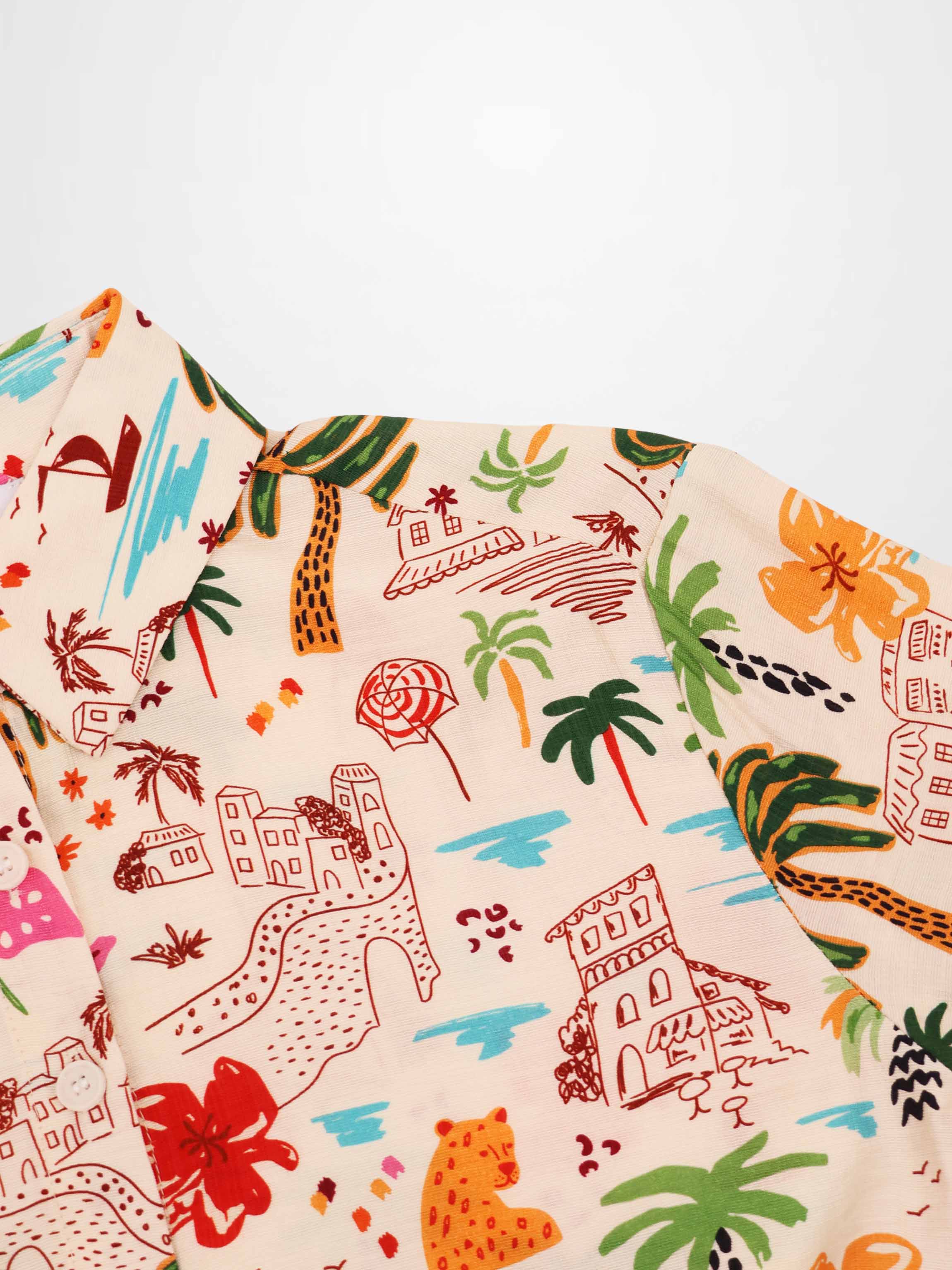 Button Down Collared Blouse-Summer Vibes