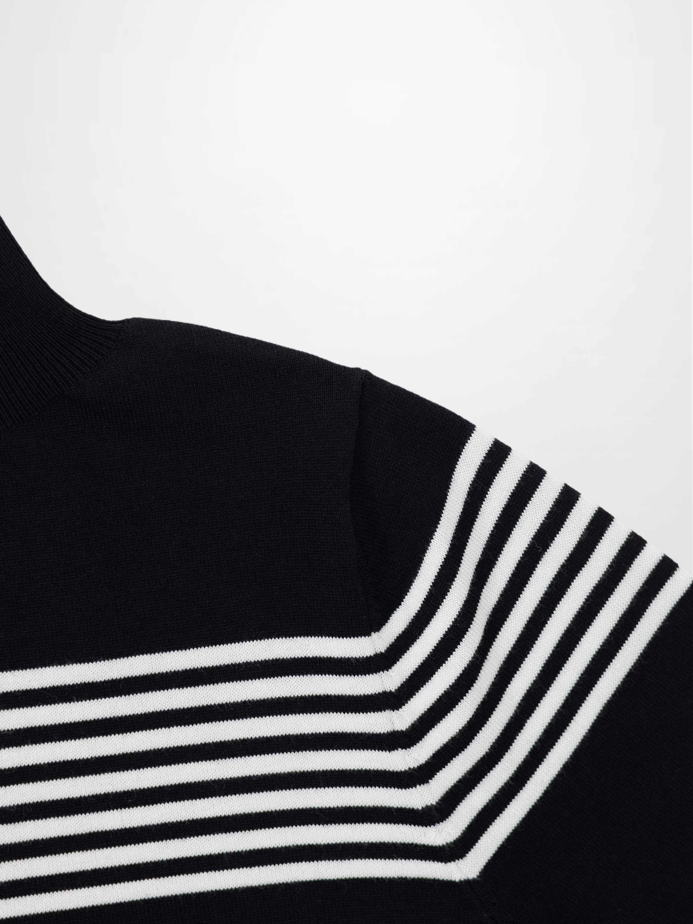 Thin Stripe Turtleneck Sweater-Black/White