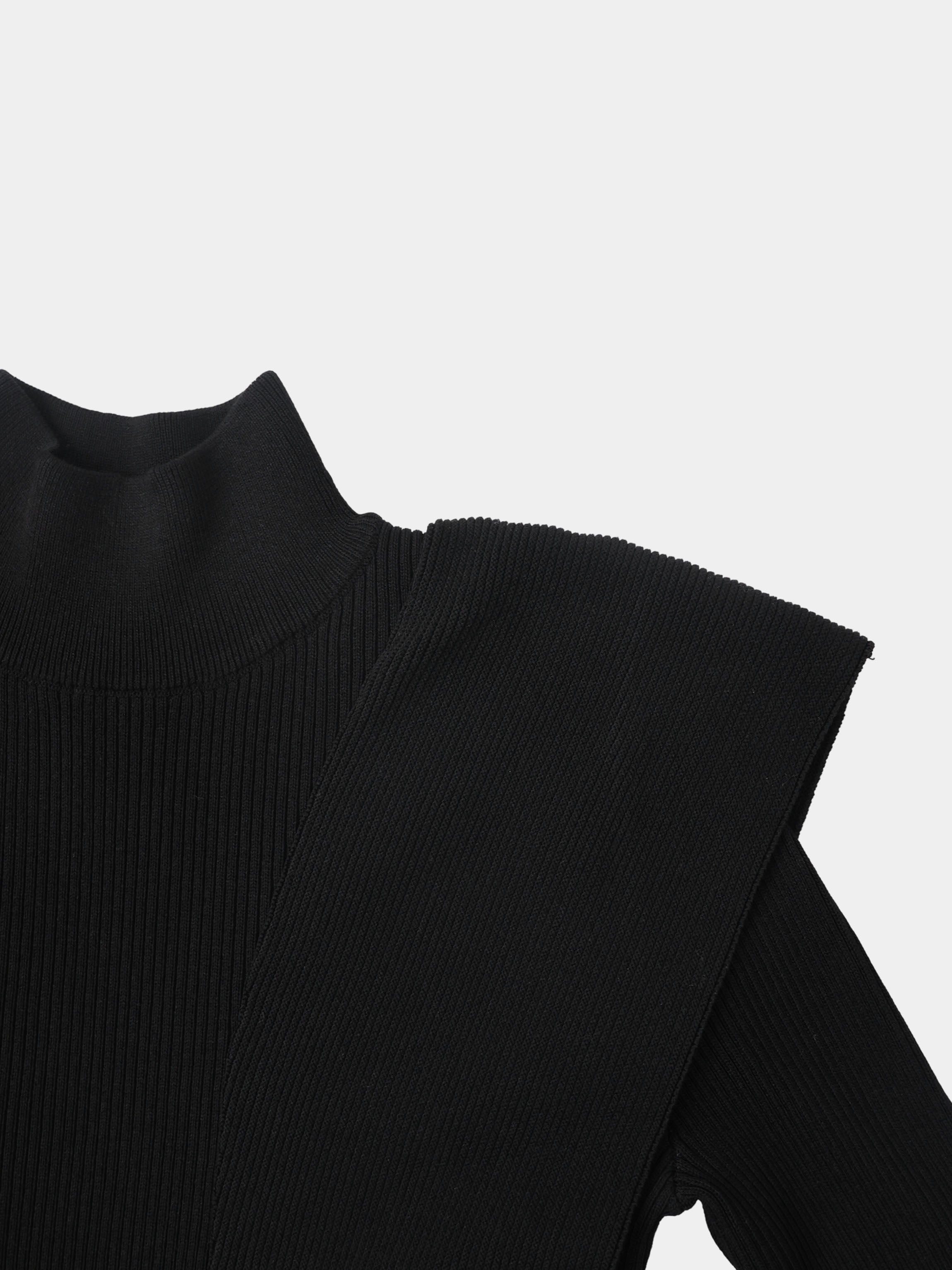 Side Ruffle Sweater - Black