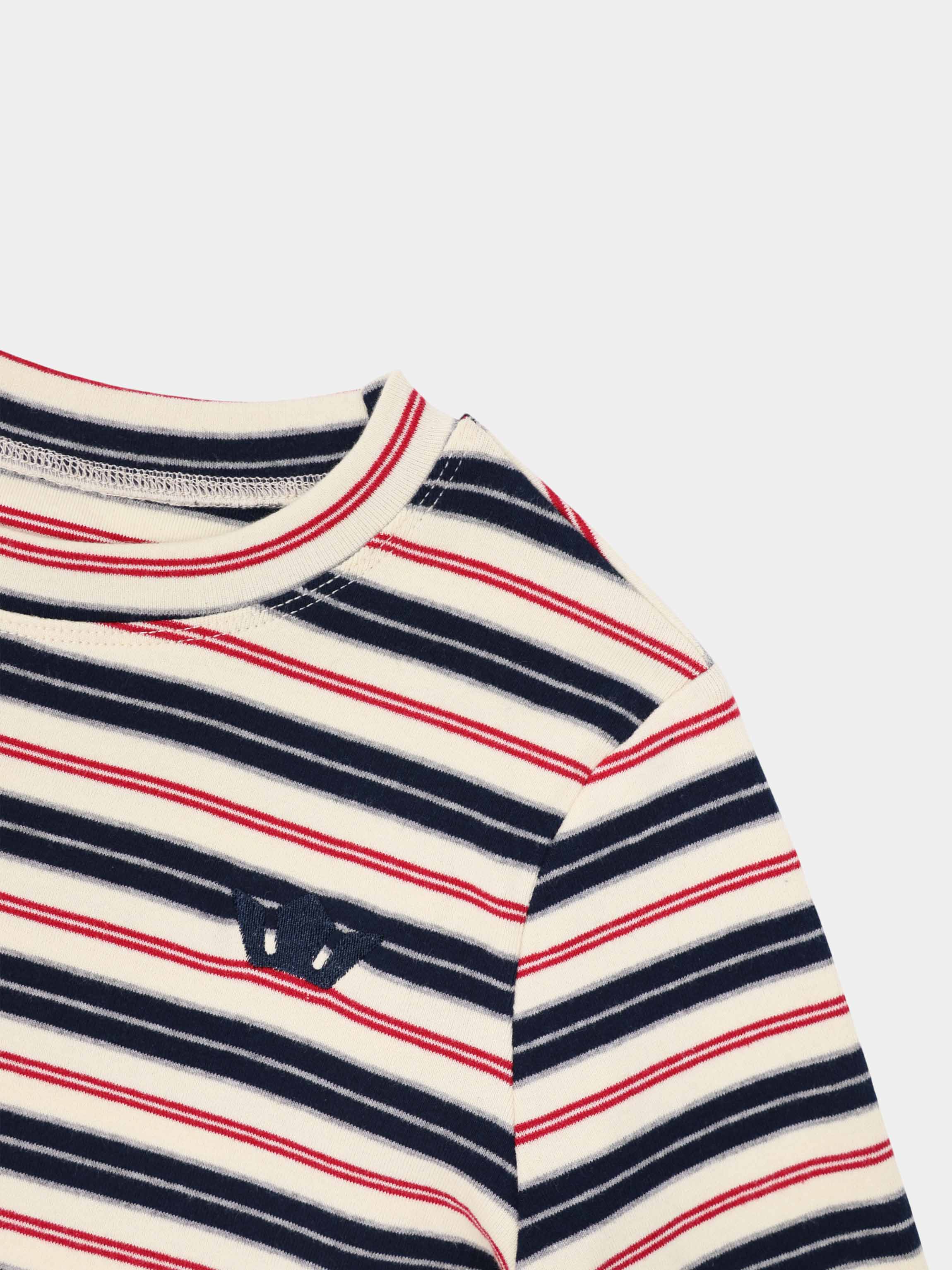 Embroidered Crown Striped Tee-Navy Stripe