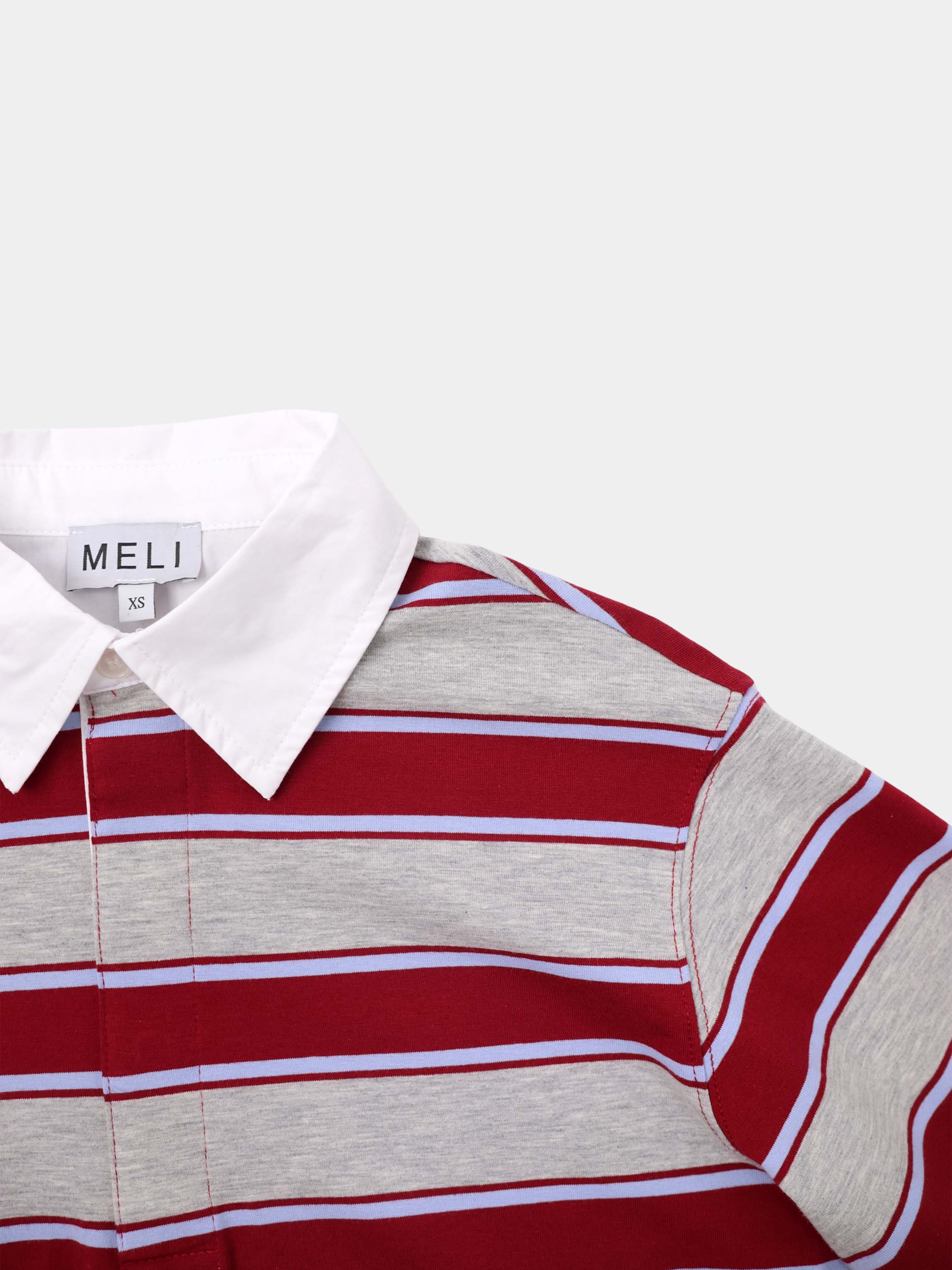 Wide Stripe Rugby T-Shirt-Grey Stripe