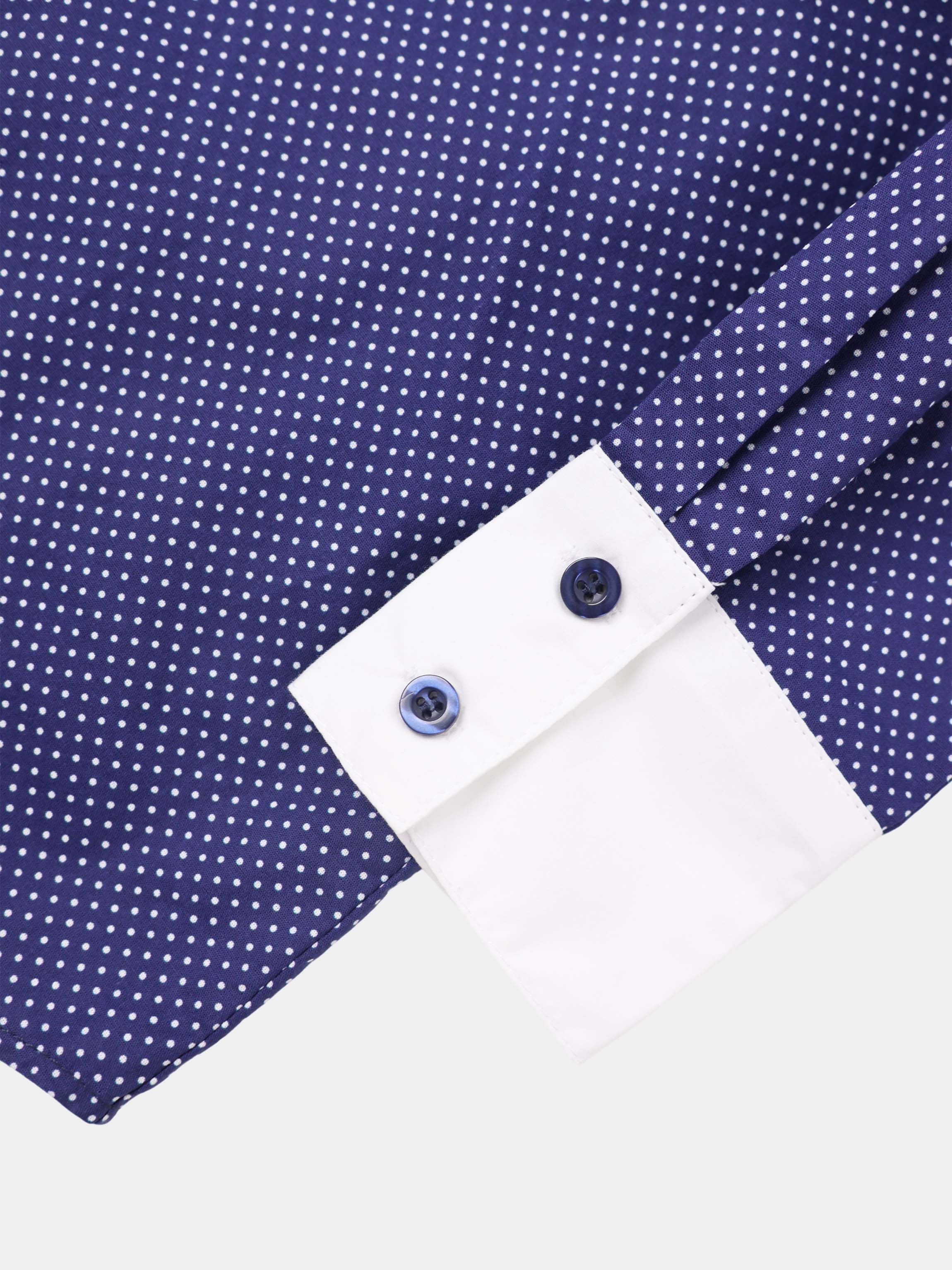 White Collar Mini Dot Shirt-Navy/White