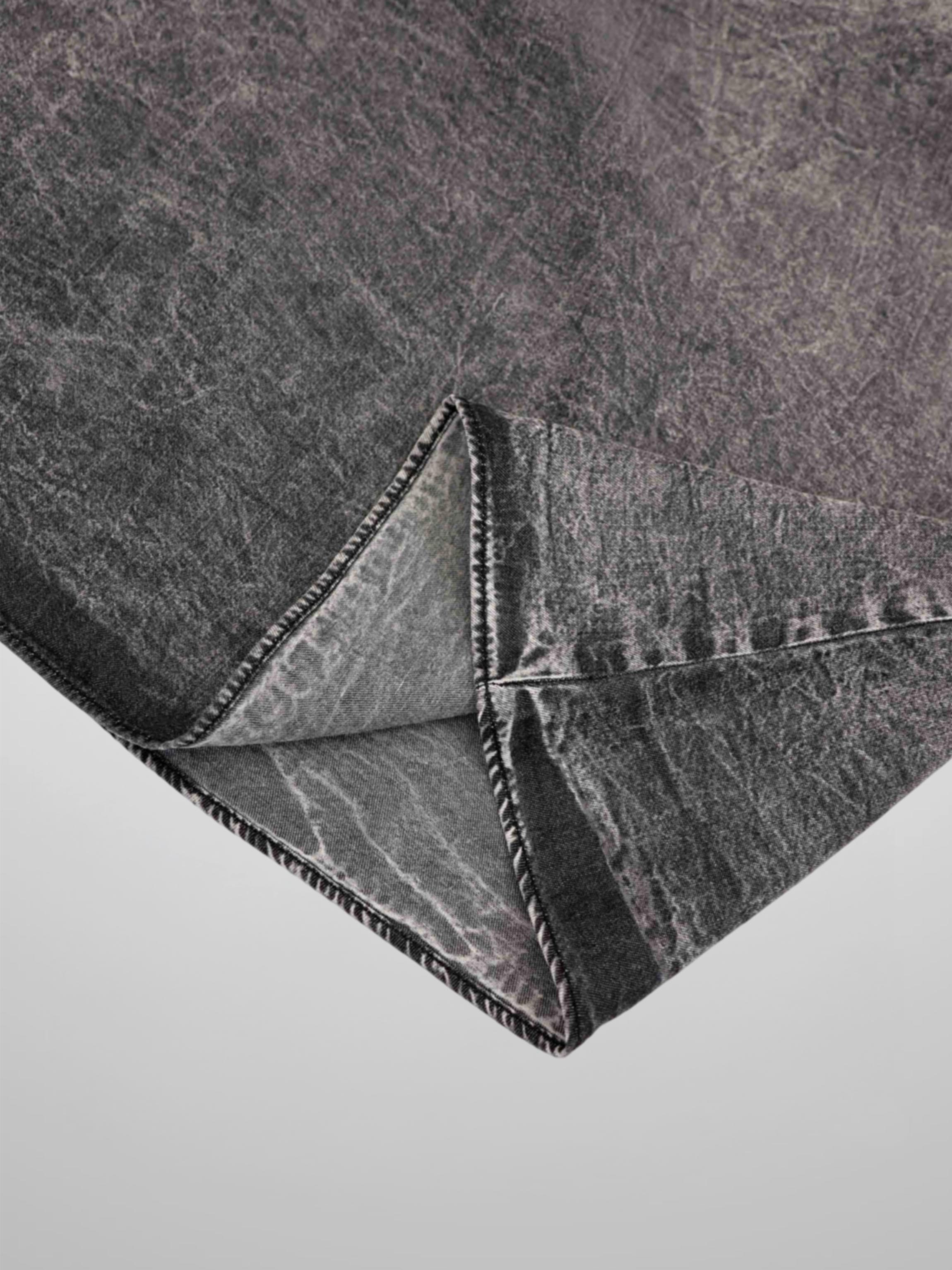 Elastic Ruffle Waist Denim Skirt-Black Wash