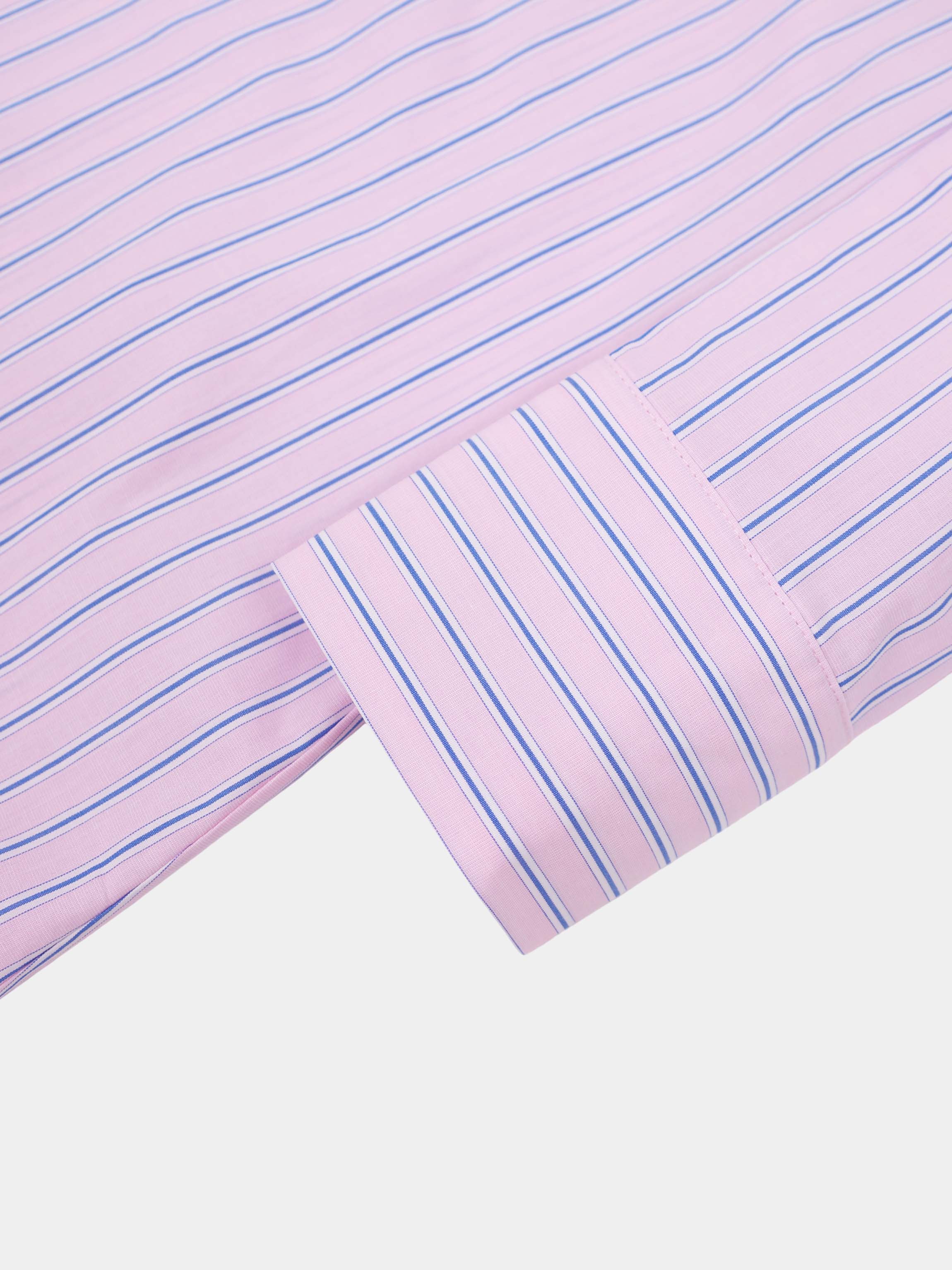 Pinstripe Tie Front Shirtdress-Pink Stripe