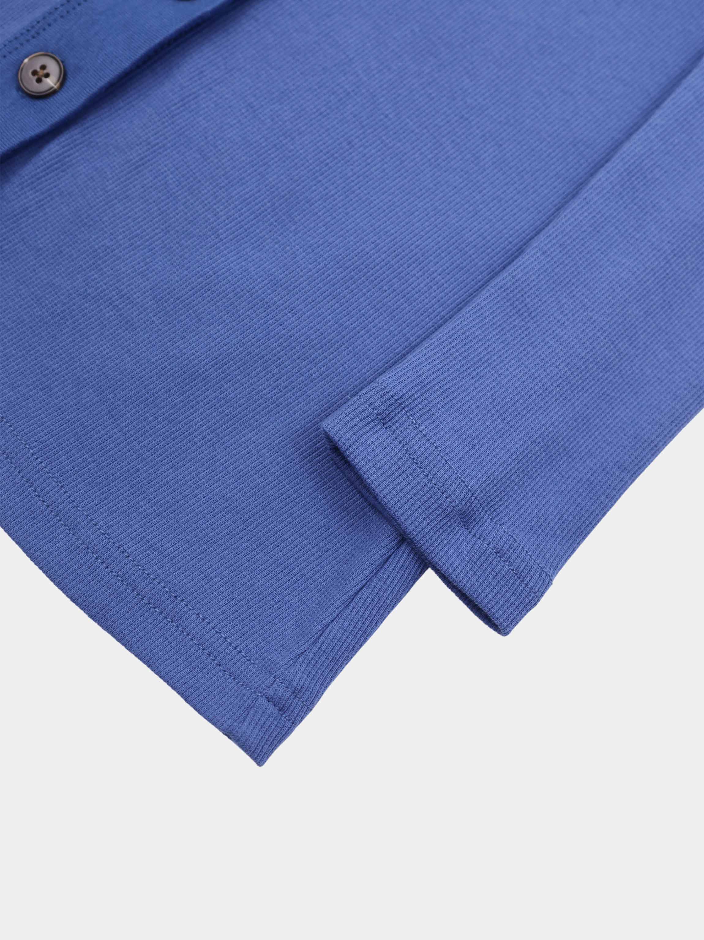 Ribbed Button Down Shirt-Blue