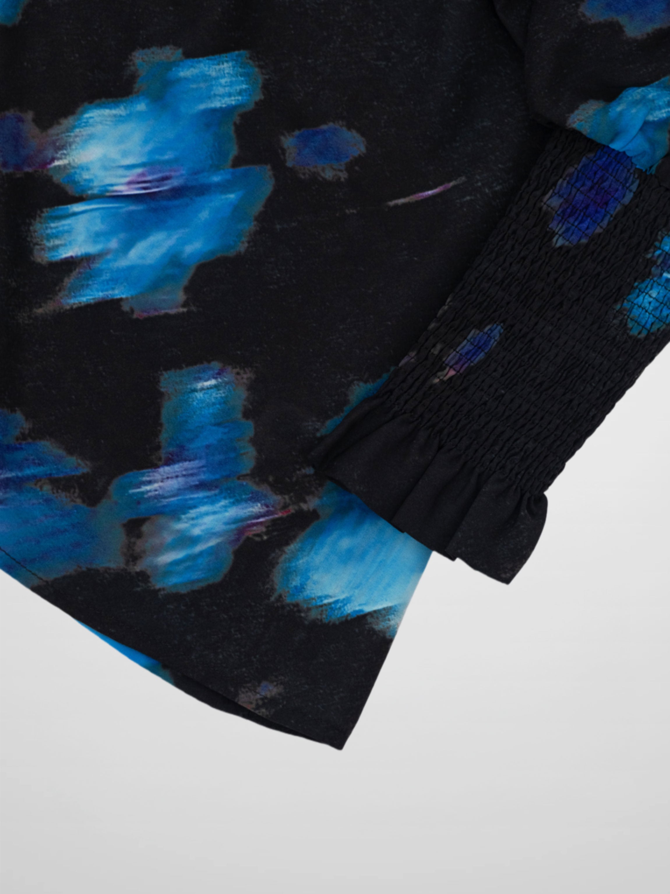 Smocked Blouse-Blue Floral