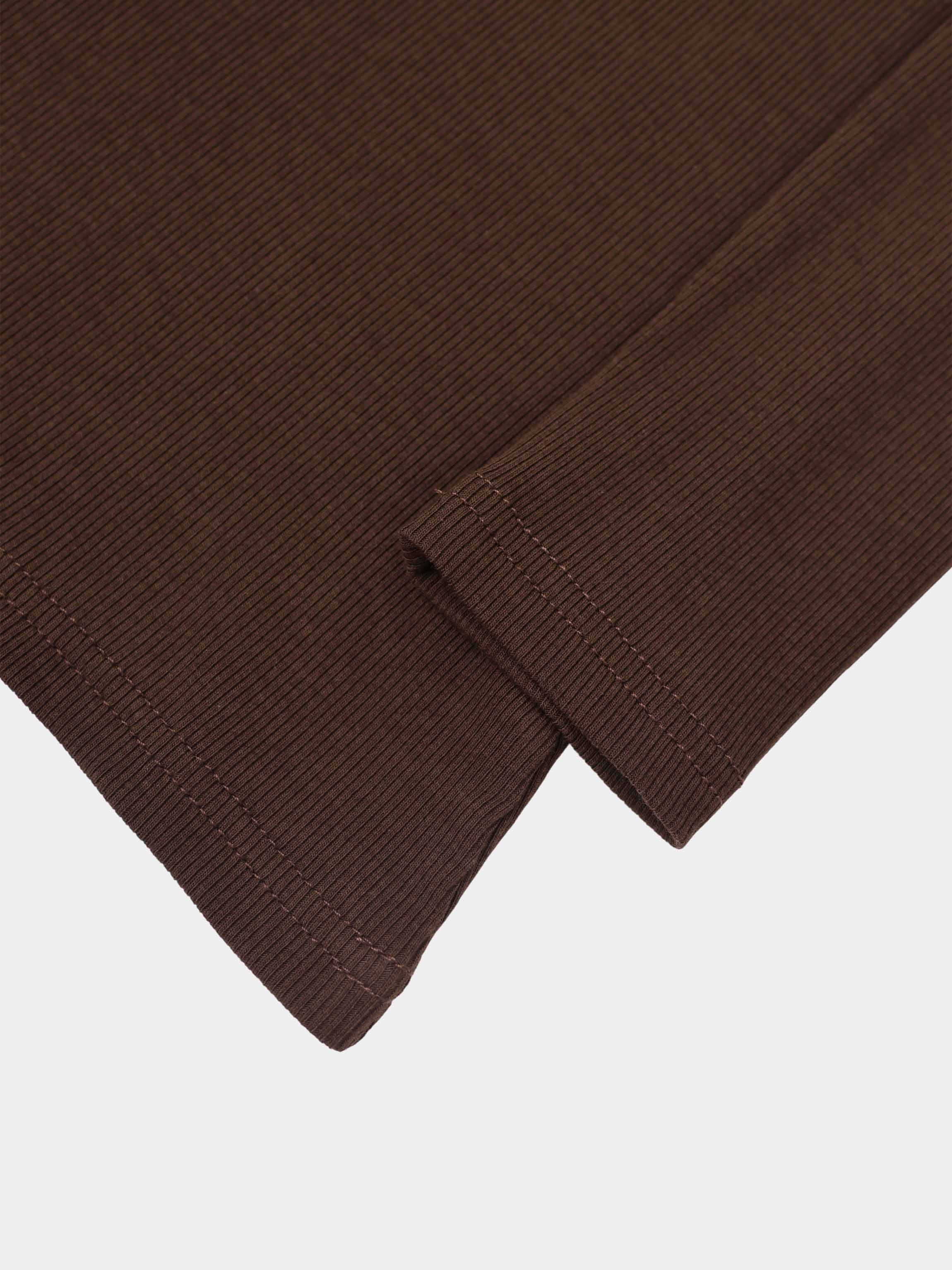 Soft Ribbed High V Tee-Chocolate Brown