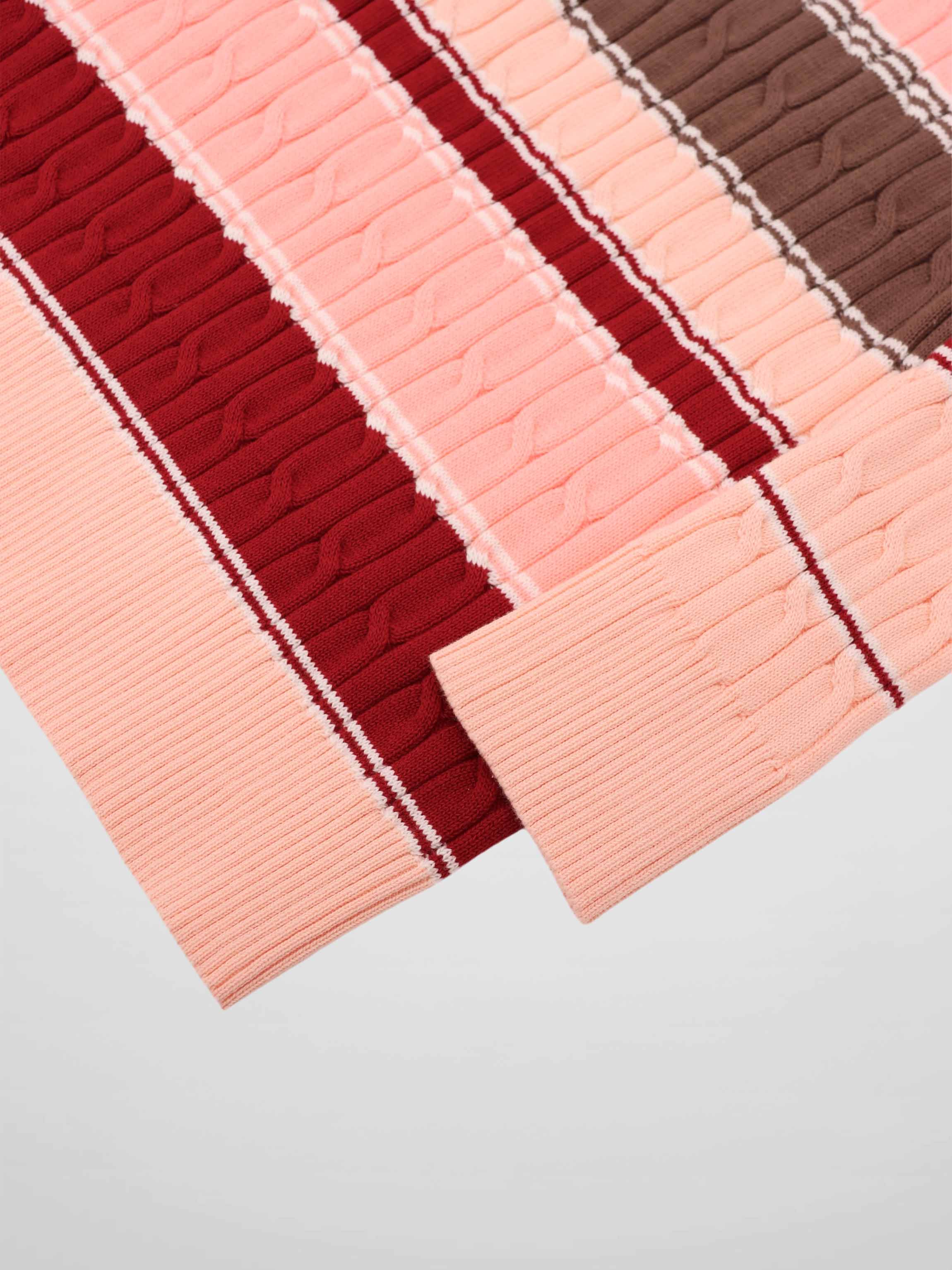 Striped Cable Sweater-Pink Stripe