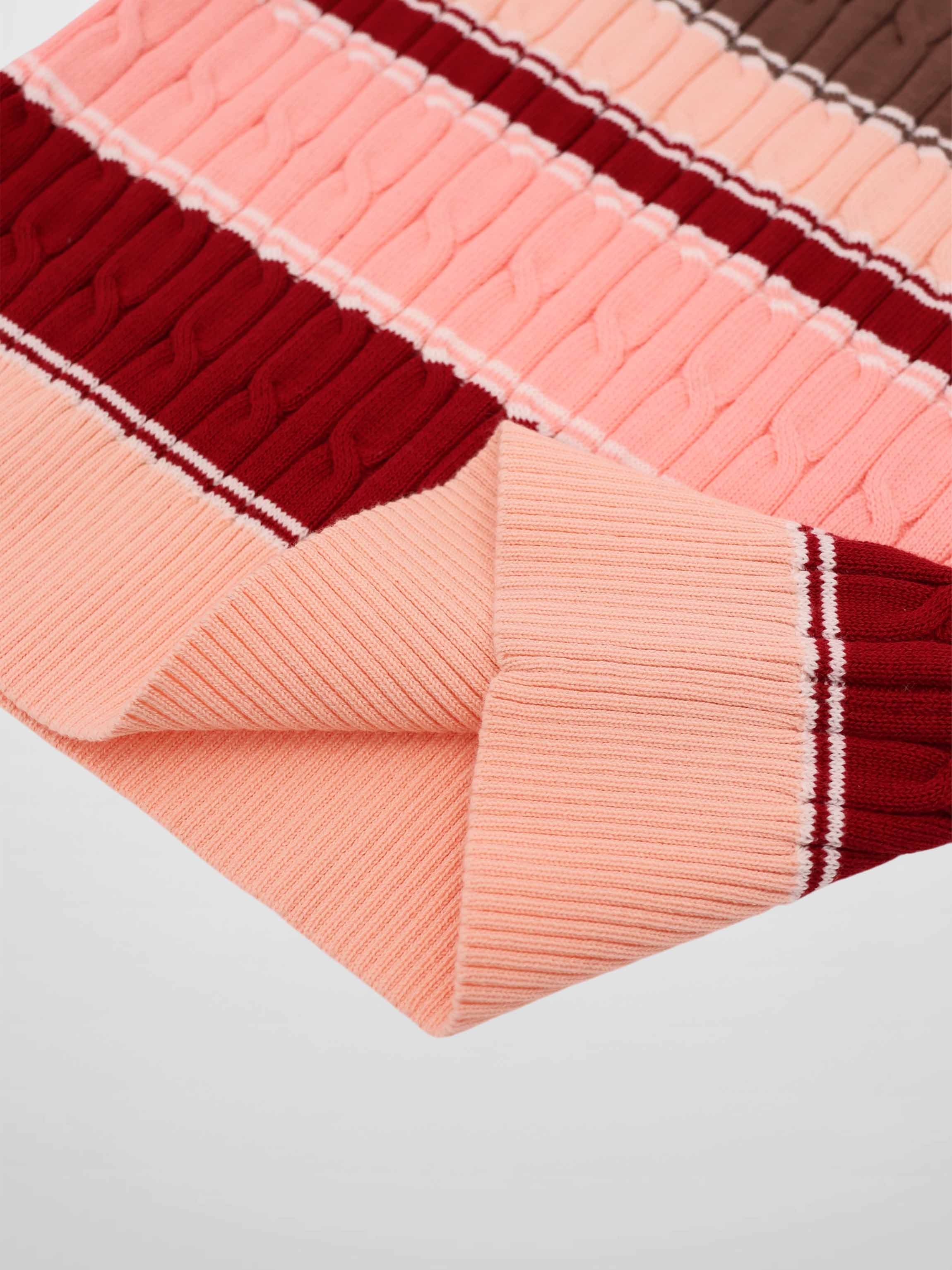 Striped Cable Sweater-Pink Stripe